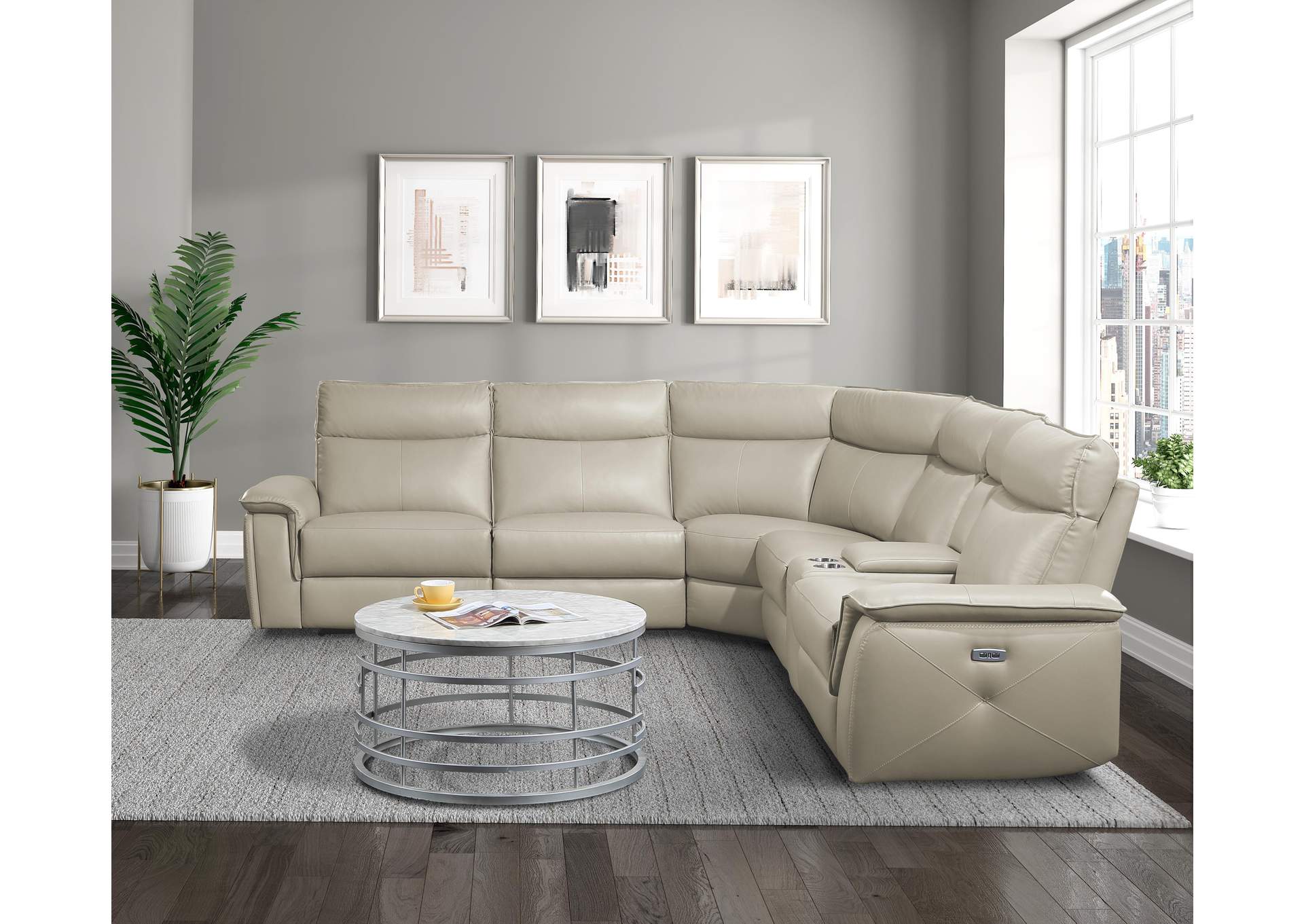 Maroni 6-Piece Modular Power Reclining Sectional with Power Headrests image 8