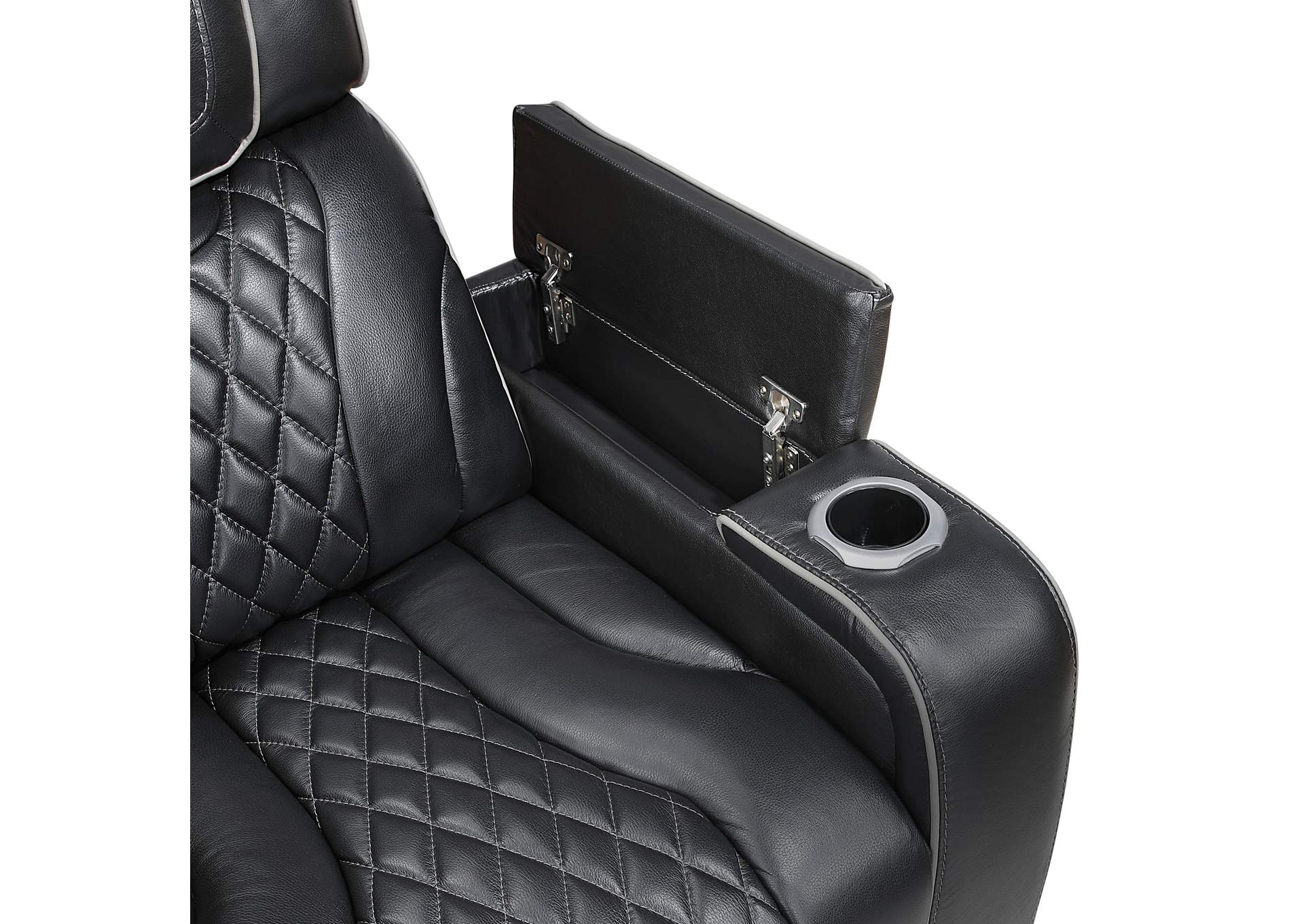 Power Double Reclining Love Seat with Center Console, Power Headrests, Storage Arms with Cup Holders, Wireless charger, Air Massage and Heat, LED Lighting and Charging Ports image 4