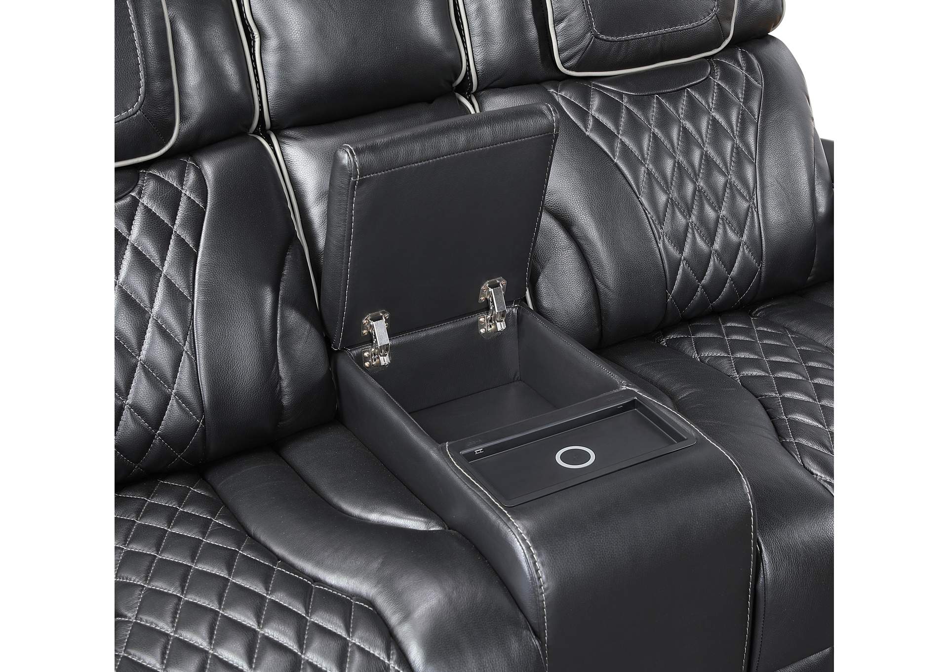 Apex Power Double Reclining Love Seat with Center Console, Power Headrests, Storage Arms with Cup Holders, Wireless charger, Air Massage and Heat, LED Lighting and Charging Ports image 14