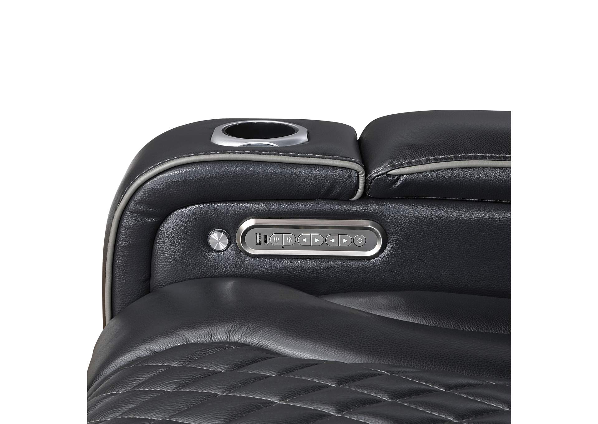 Power Double Reclining Love Seat with Center Console, Power Headrests, Storage Arms with Cup Holders, Wireless charger, Air Massage and Heat, LED Lighting and Charging Ports image 1