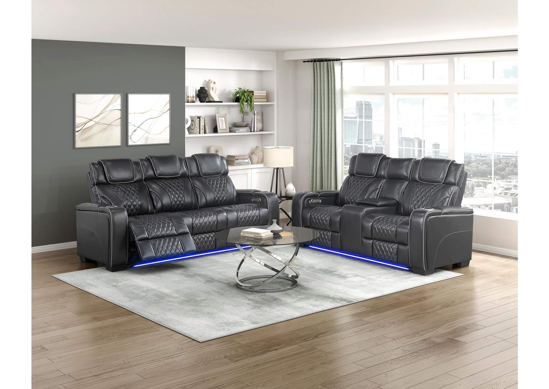 Apex Power Double Reclining Love Seat with Center Console, Power Headrests, Storage Arms with Cup Holders, Wireless charger, Air Massage and Heat, LED Lighting and Charging Ports image 11