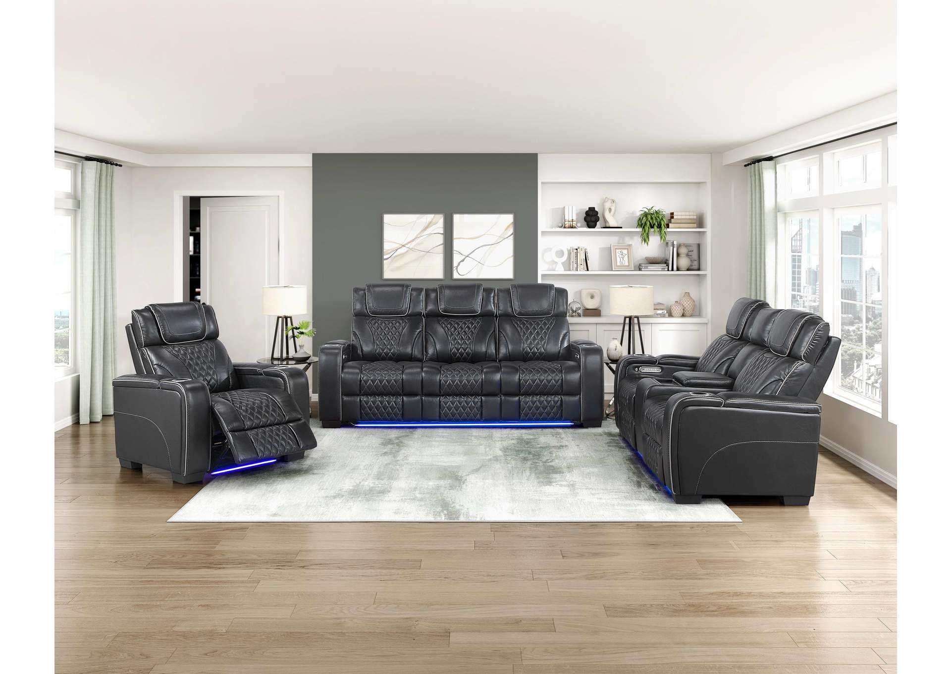 Apex Power Double Reclining Love Seat with Center Console, Power Headrests, Storage Arms with Cup Holders, Wireless charger, Air Massage and Heat, LED Lighting and Charging Ports image 8