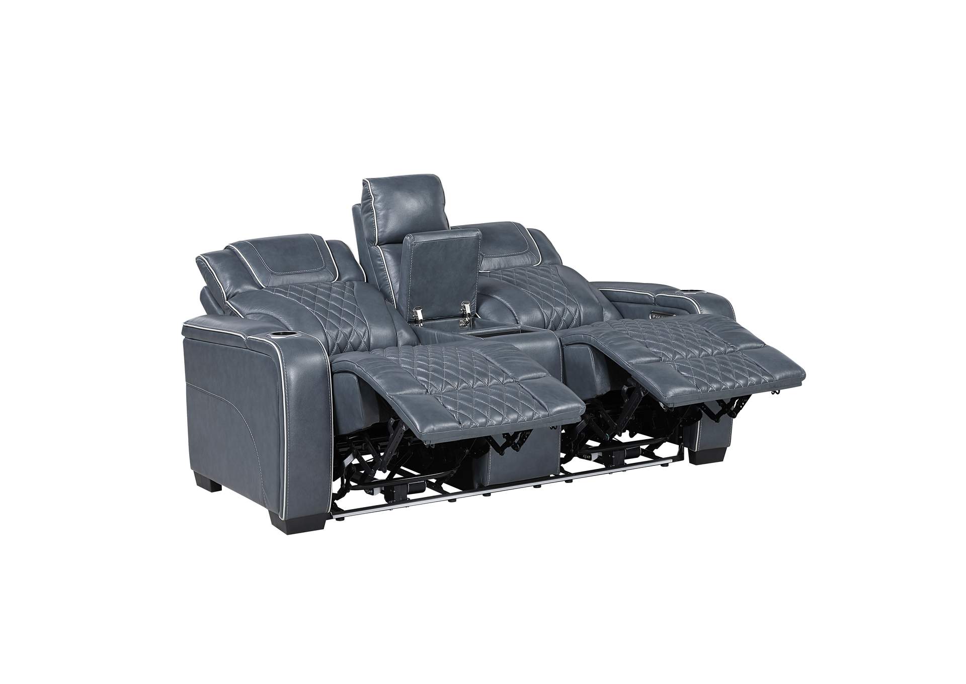 Power Double Reclining Love Seat with Center Console, Power Headrests, Storage Arms with Cup Holders, Wireless charger, Air Massage and Heat, LED Lighting and Charging Ports image 6