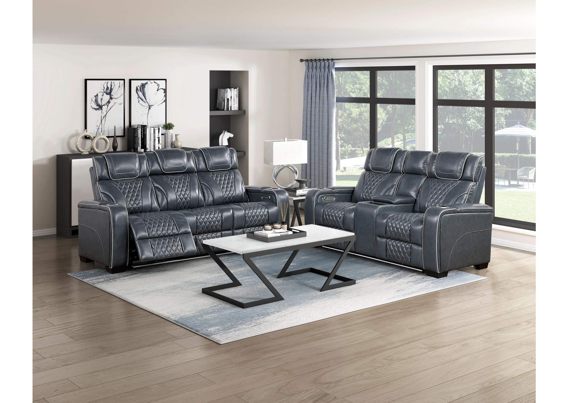 Apex Power Double Reclining Love Seat with Center Console, Power Headrests, Storage Arms with Cup Holders, Wireless charger, Air Massage and Heat, LED Lighting and Charging Ports image 12
