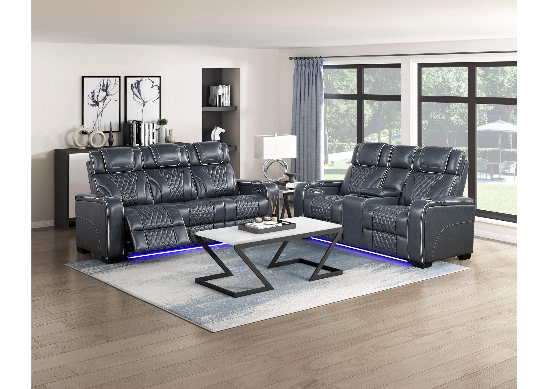 Apex Power Double Reclining Love Seat with Center Console, Power Headrests, Storage Arms with Cup Holders, Wireless charger, Air Massage and Heat, LED Lighting and Charging Ports image 11