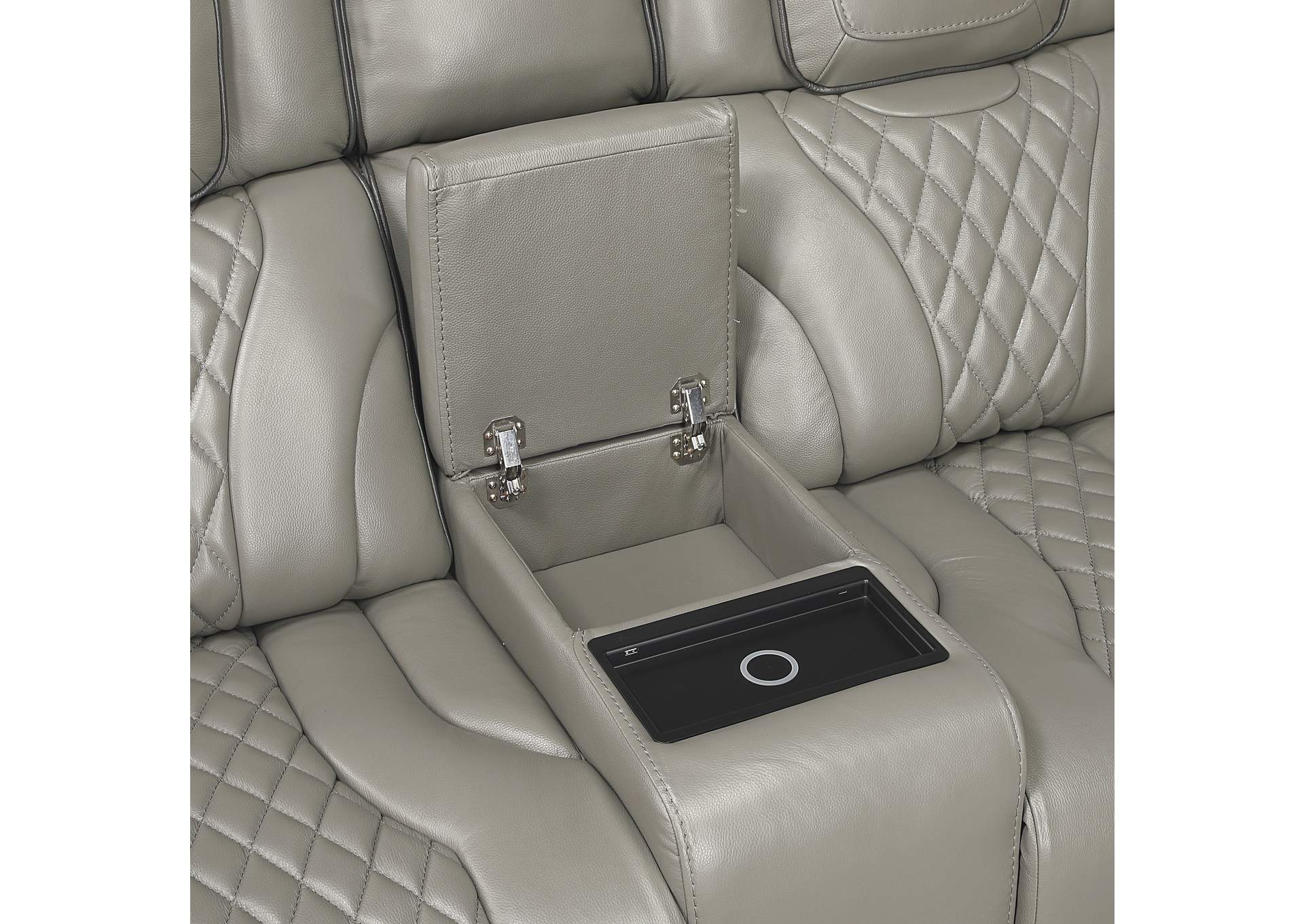 Power Double Reclining Love Seat with Center Console, Power Headrests, Storage Arms with Cup Holders, Wireless charger, Air Massage and Heat, LED Lighting and Charging Ports image 4