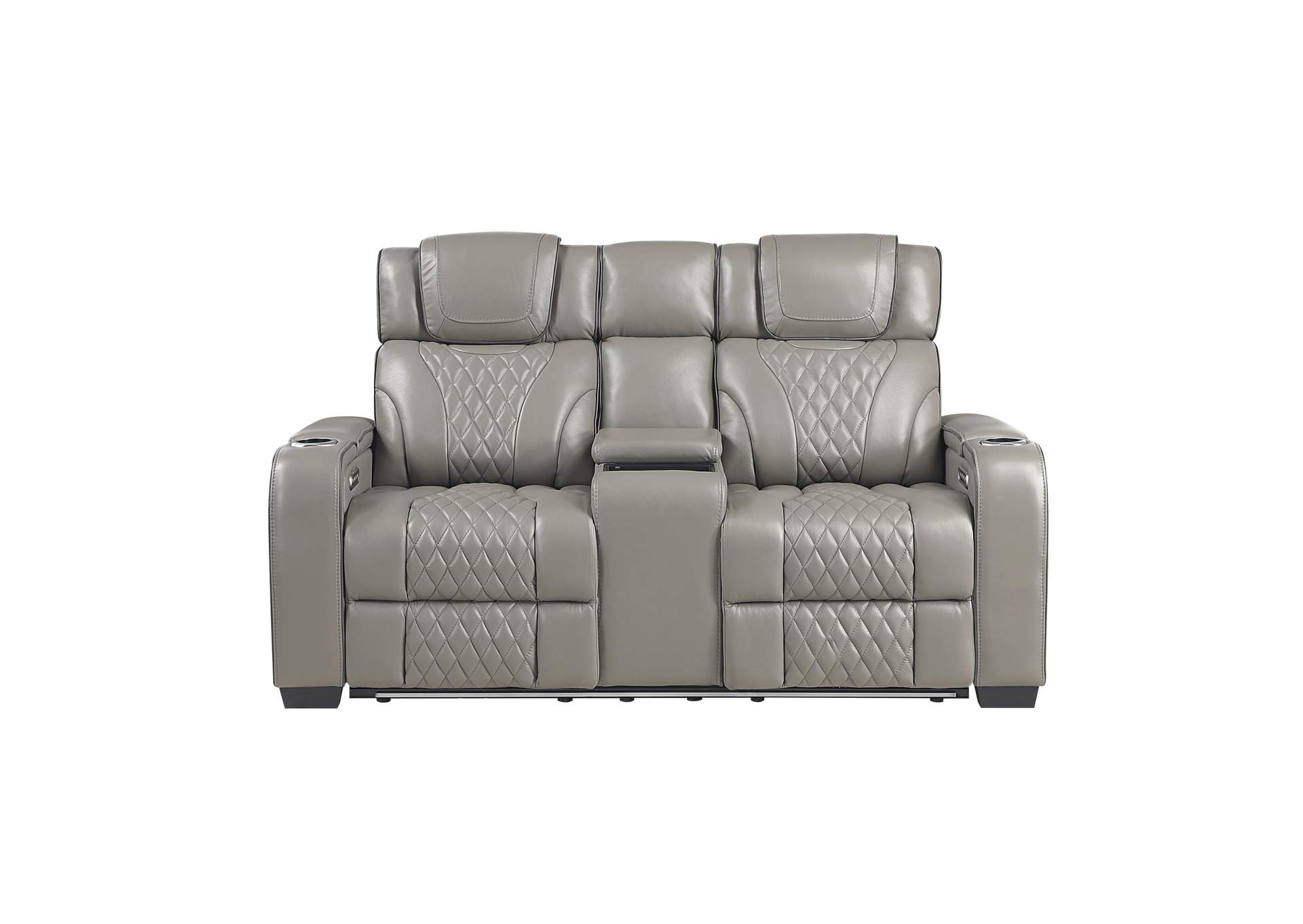 Apex Power Double Reclining Love Seat with Center Console, Power Headrests, Storage Arms with Cup Holders, Wireless charger, Air Massage and Heat, LED Lighting and Charging Ports image 1