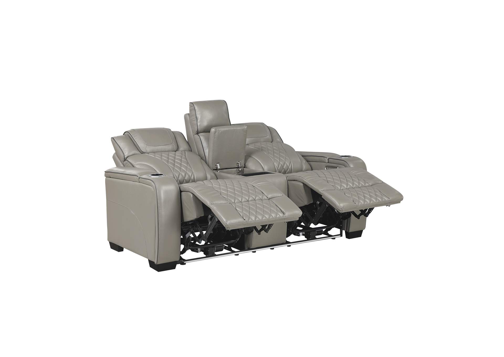 Power Double Reclining Love Seat with Center Console, Power Headrests, Storage Arms with Cup Holders, Wireless charger, Air Massage and Heat, LED Lighting and Charging Ports image 1