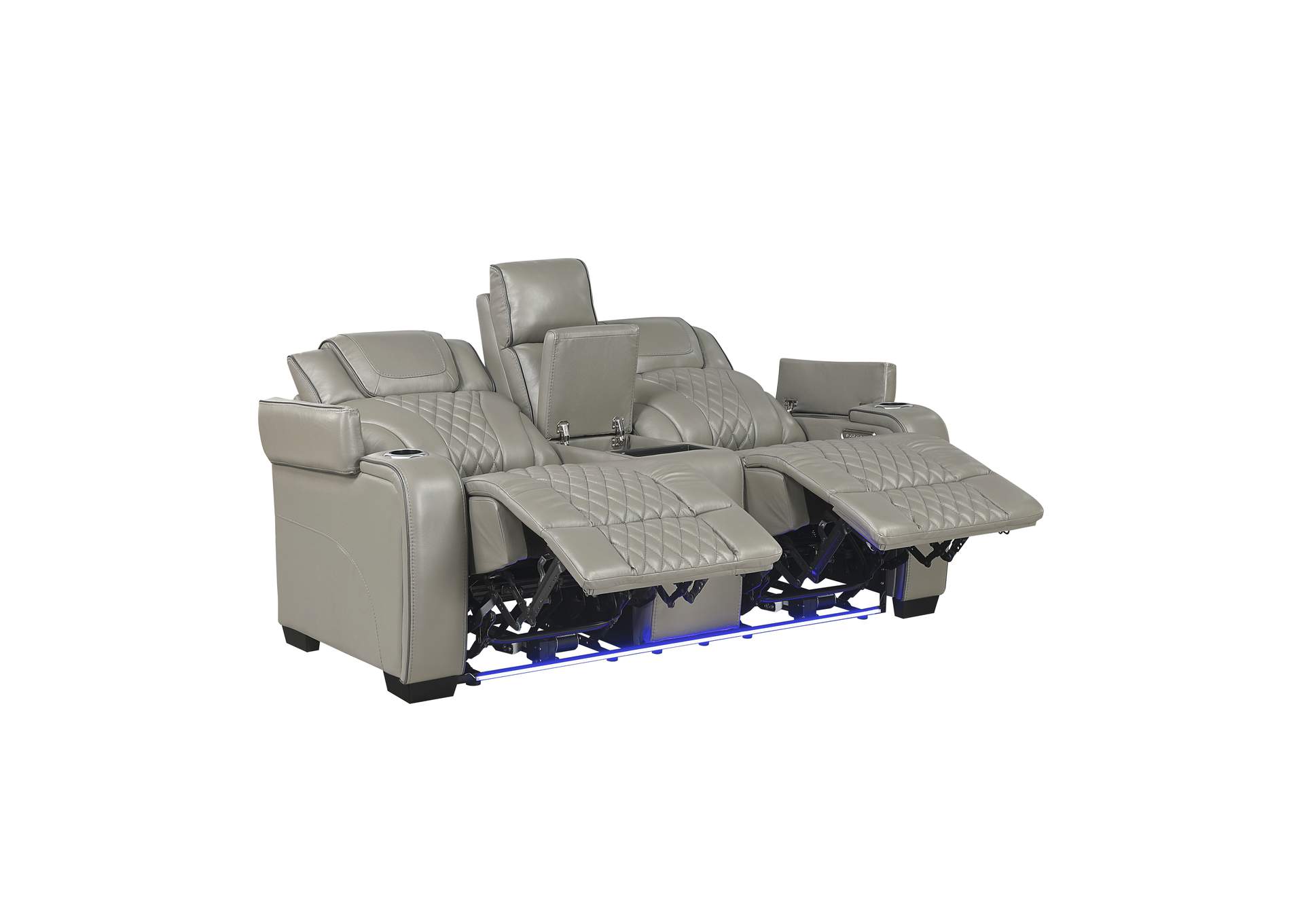 Power Double Reclining Love Seat with Center Console, Power Headrests, Storage Arms with Cup Holders, Wireless charger, Air Massage and Heat, LED Lighting and Charging Ports image 3