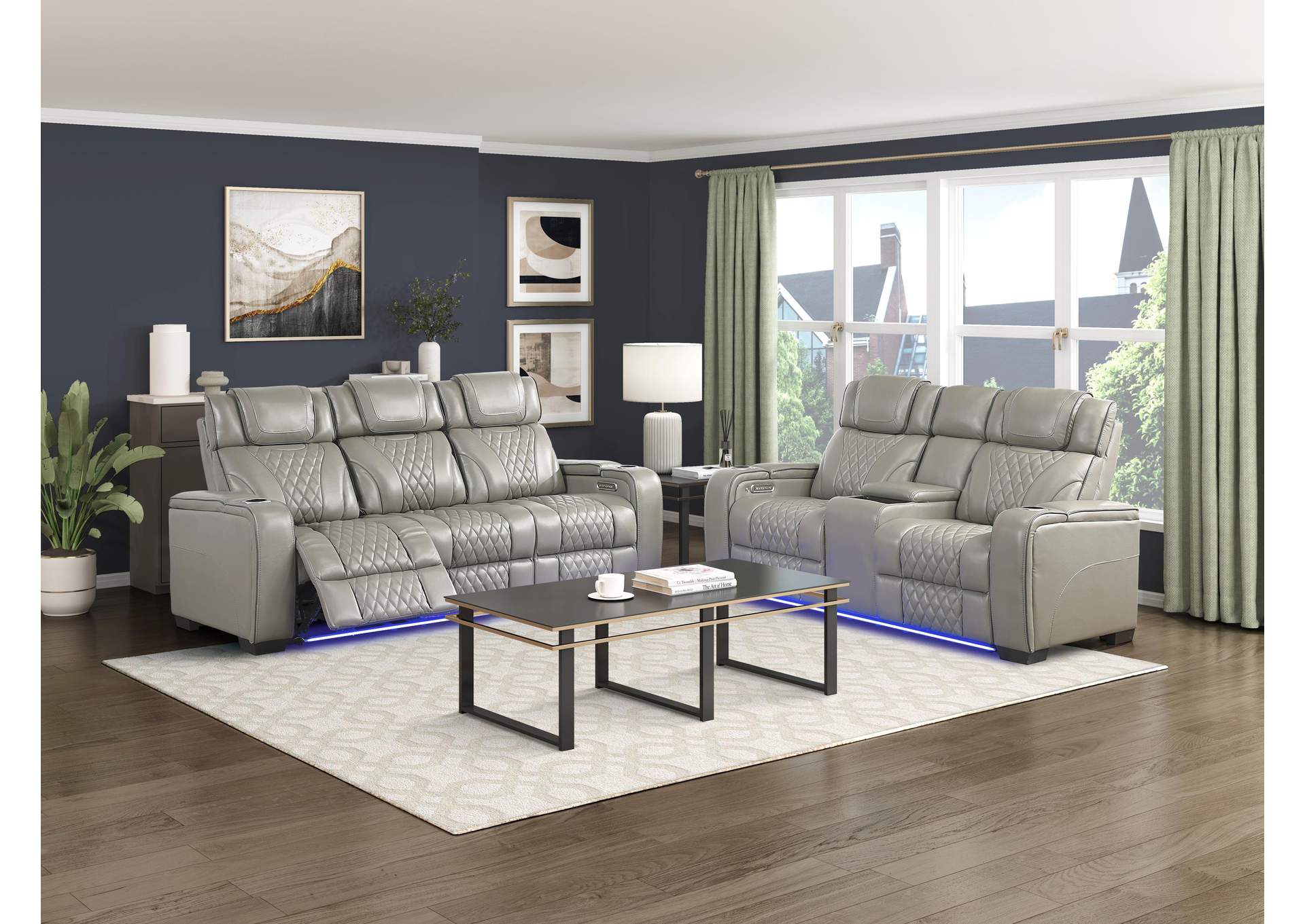 Apex Power Double Reclining Love Seat with Center Console, Power Headrests, Storage Arms with Cup Holders, Wireless charger, Air Massage and Heat, LED Lighting and Charging Ports image 13