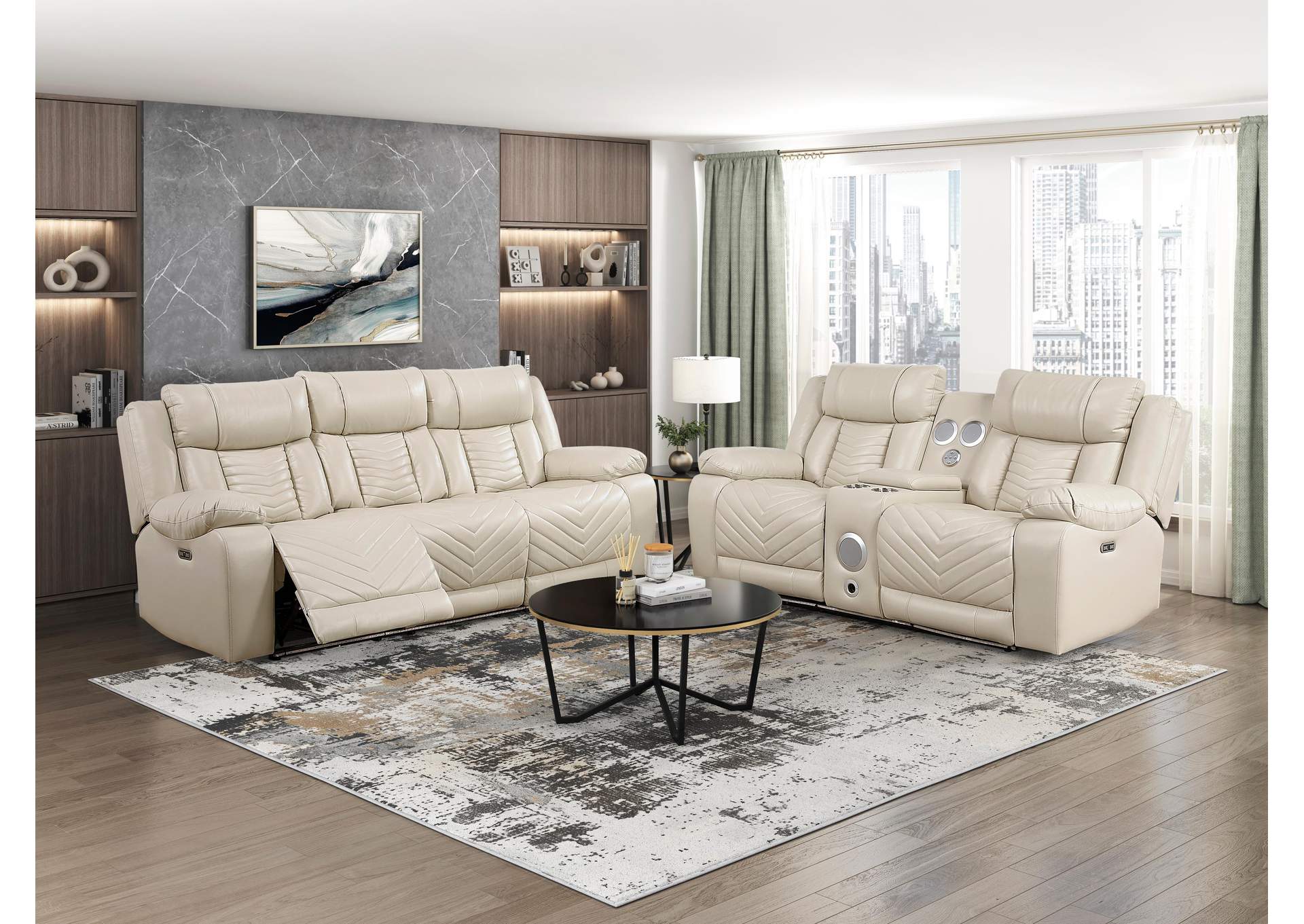 Huron Power Double Reclining Love Seat with Center Console, Wireless Speakers, LED and Charging Ports image 13