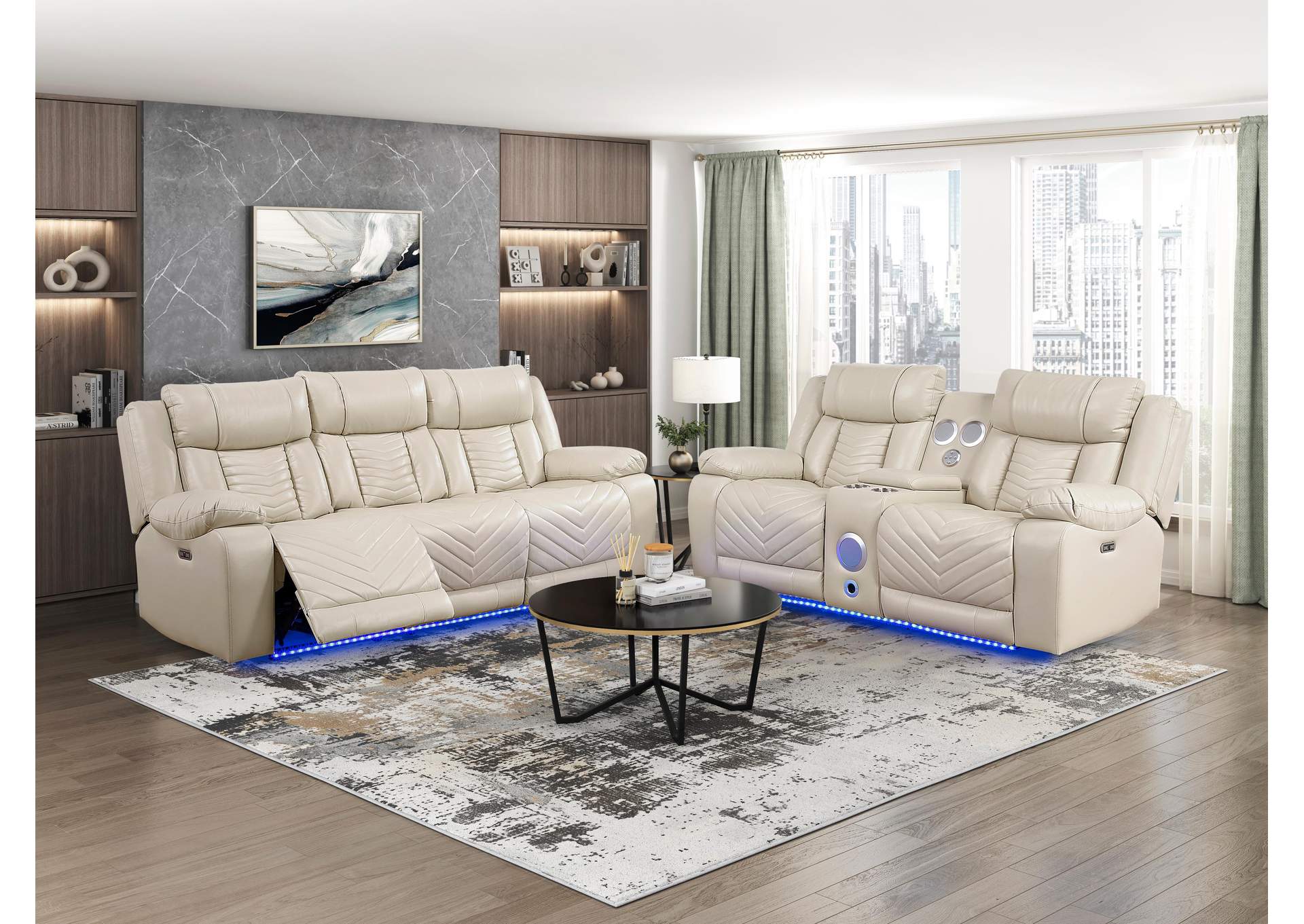 Huron Power Double Reclining Love Seat with Center Console, Wireless Speakers, LED and Charging Ports image 11