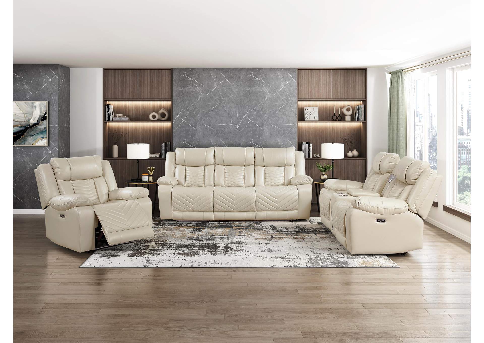 Huron Power Double Reclining Love Seat with Center Console, Wireless Speakers, LED and Charging Ports image 12