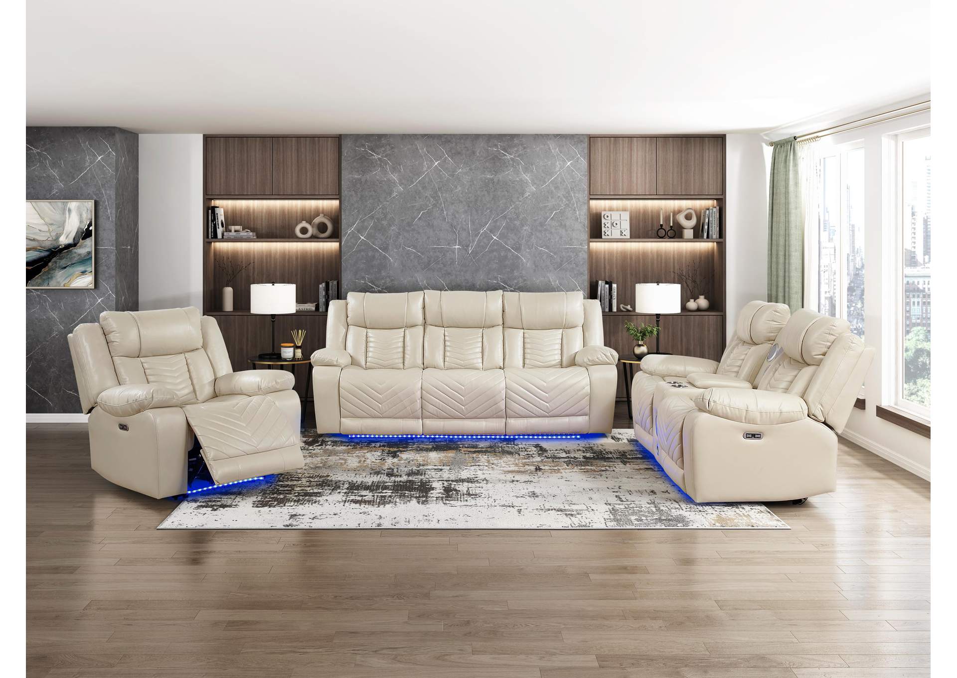 Huron Power Double Reclining Love Seat with Center Console, Wireless Speakers, LED and Charging Ports image 9