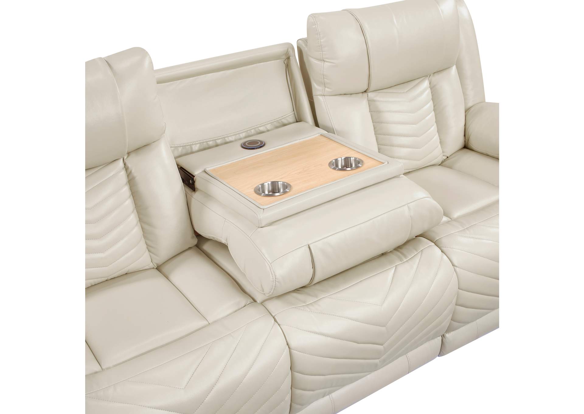 Huron Power Double Reclining Sofa with Center Drop-Down Cup Holders, Wireless Charger, Magazine Bag, LED and Charging Ports image 8