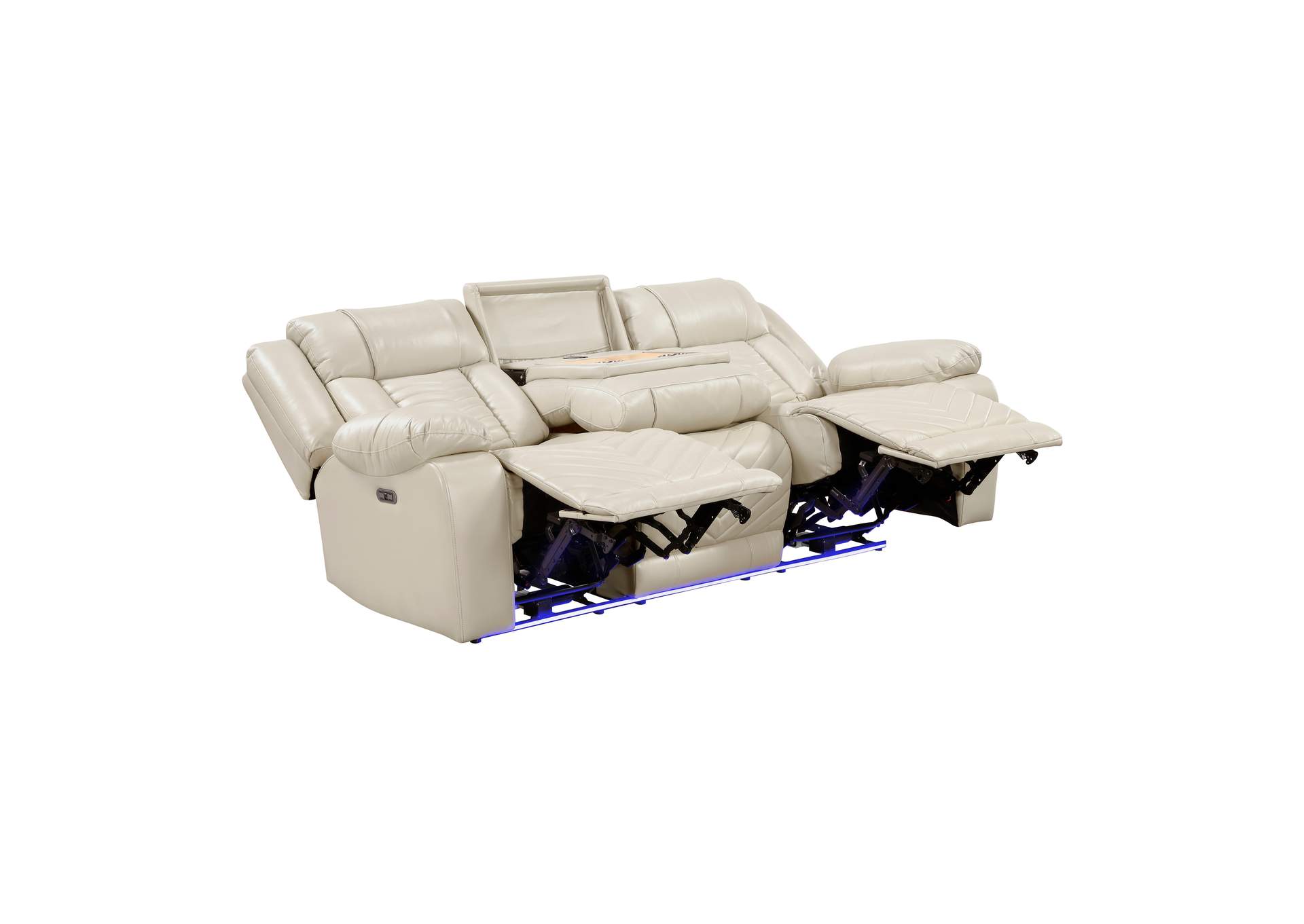 Power Double Reclining Sofa with Center Drop-Down Cup Holders, Wireless Charger, Magazine Bag, LED and Charging Ports image 6