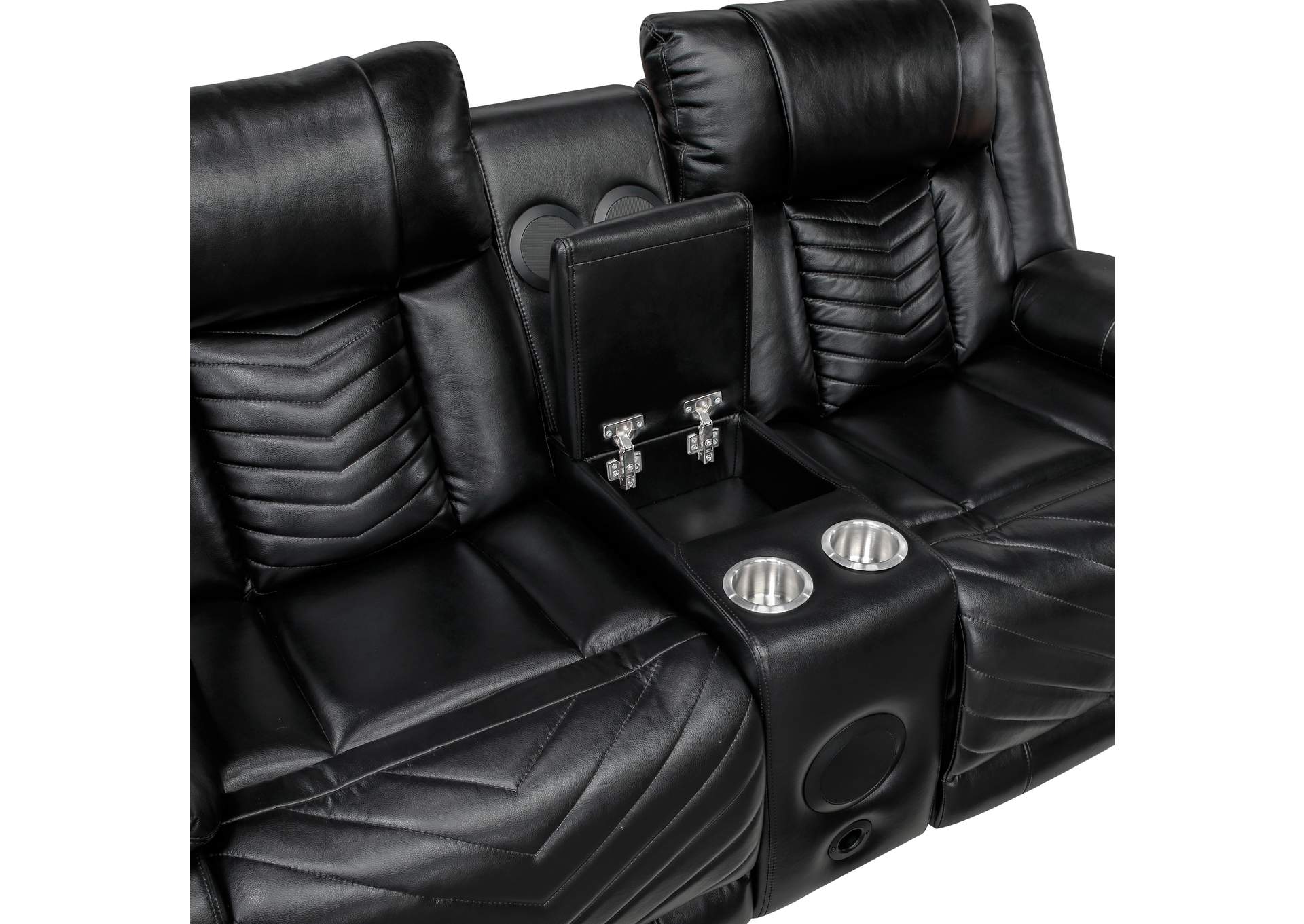 Power Double Reclining Love Seat with Center Console, Wireless Speakers, LED and Charging Ports image 1