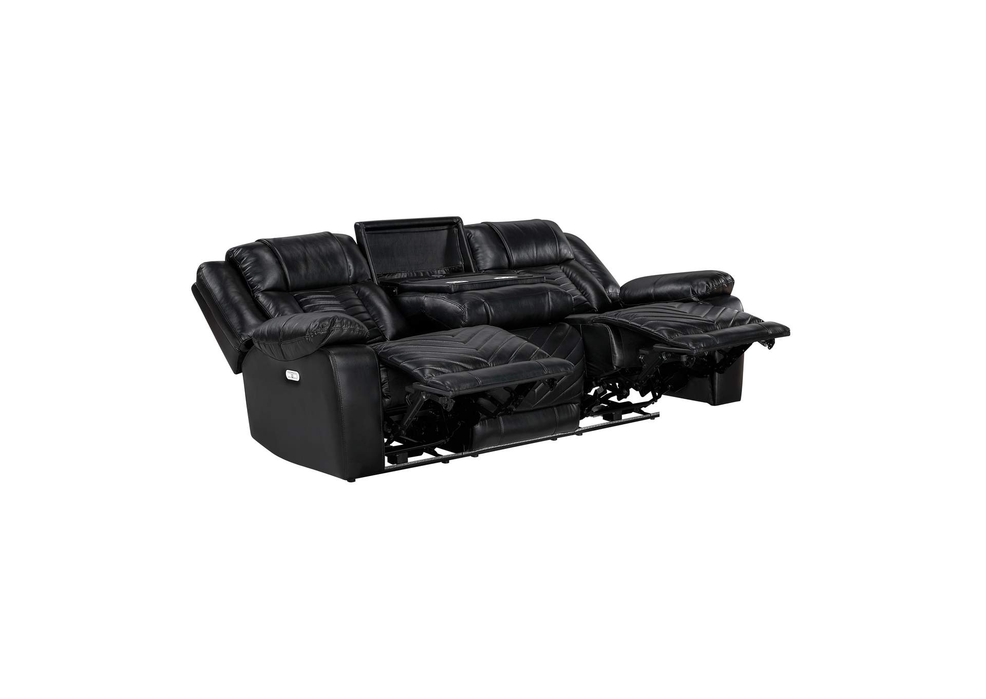 Power Double Reclining Sofa with Center Drop-Down Cup Holders, Wireless Charger, Magazine Bag, LED and Charging Ports image 6