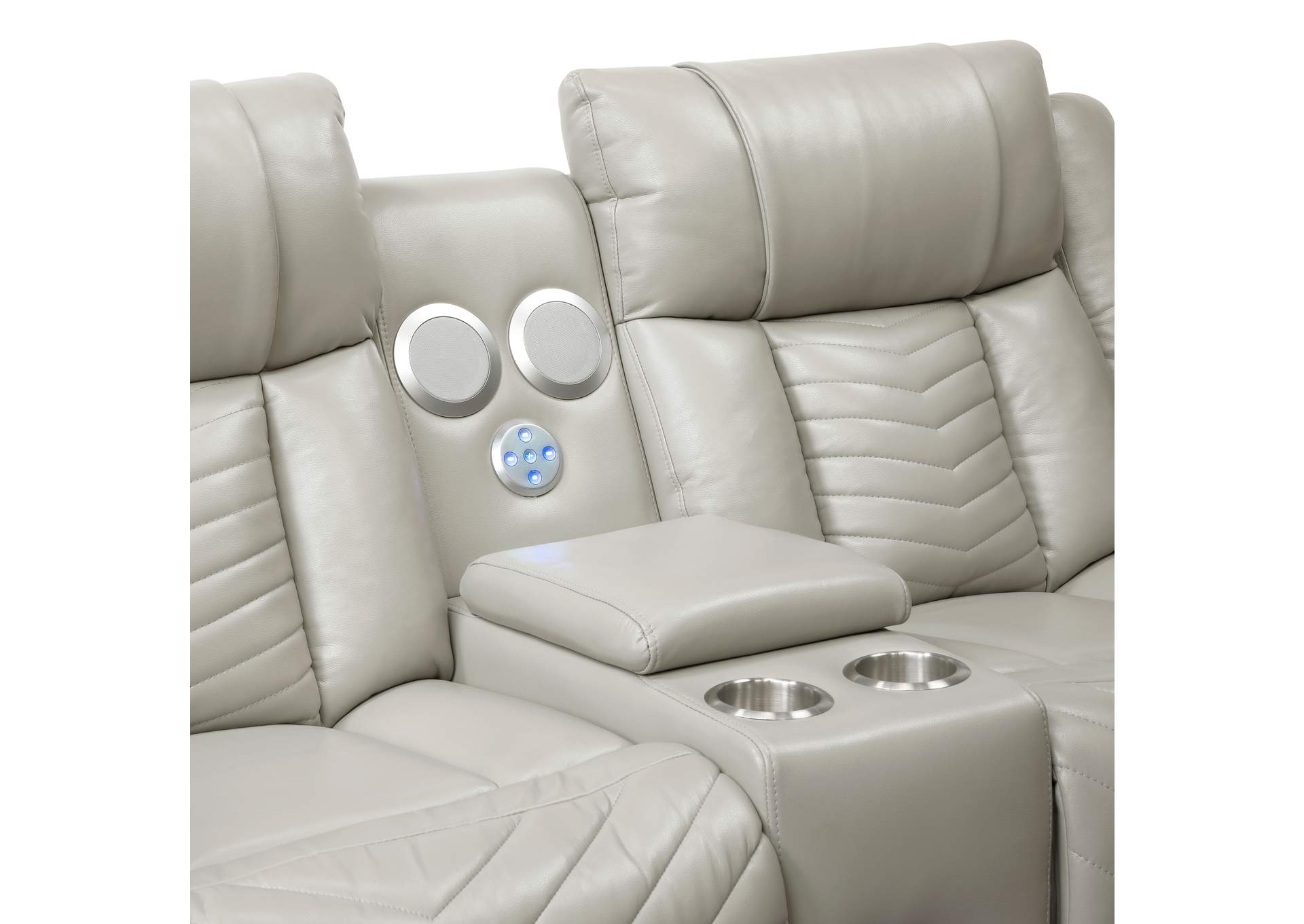 Power Double Reclining Love Seat with Center Console, Wireless Speakers, LED and Charging Ports image 1