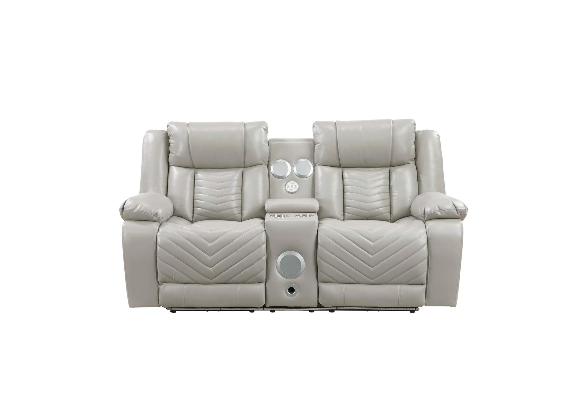 Huron Power Double Reclining Love Seat with Center Console, Wireless Speakers, LED and Charging Ports image 1