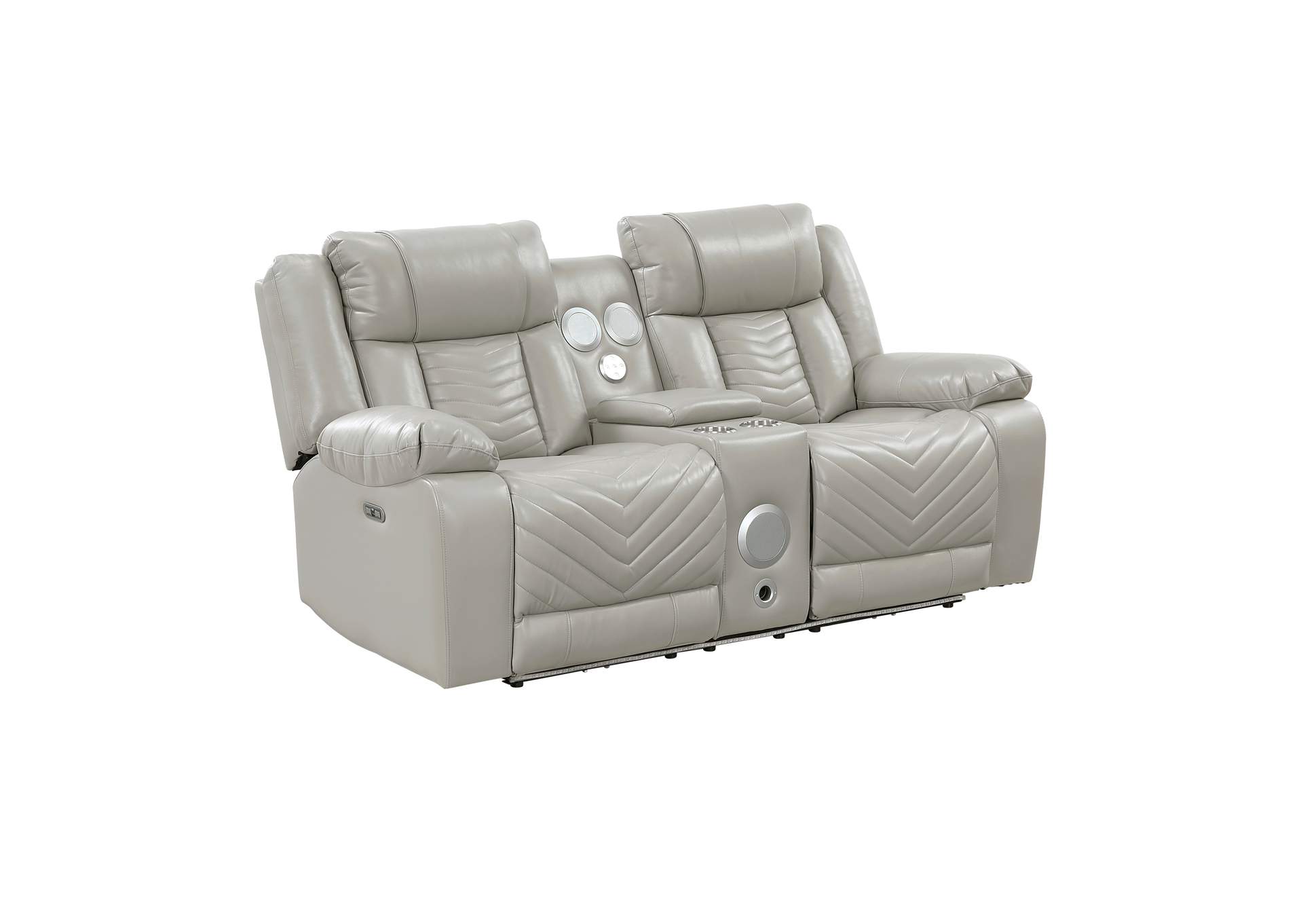 Power Double Reclining Love Seat with Center Console, Wireless Speakers, LED and Charging Ports image 3
