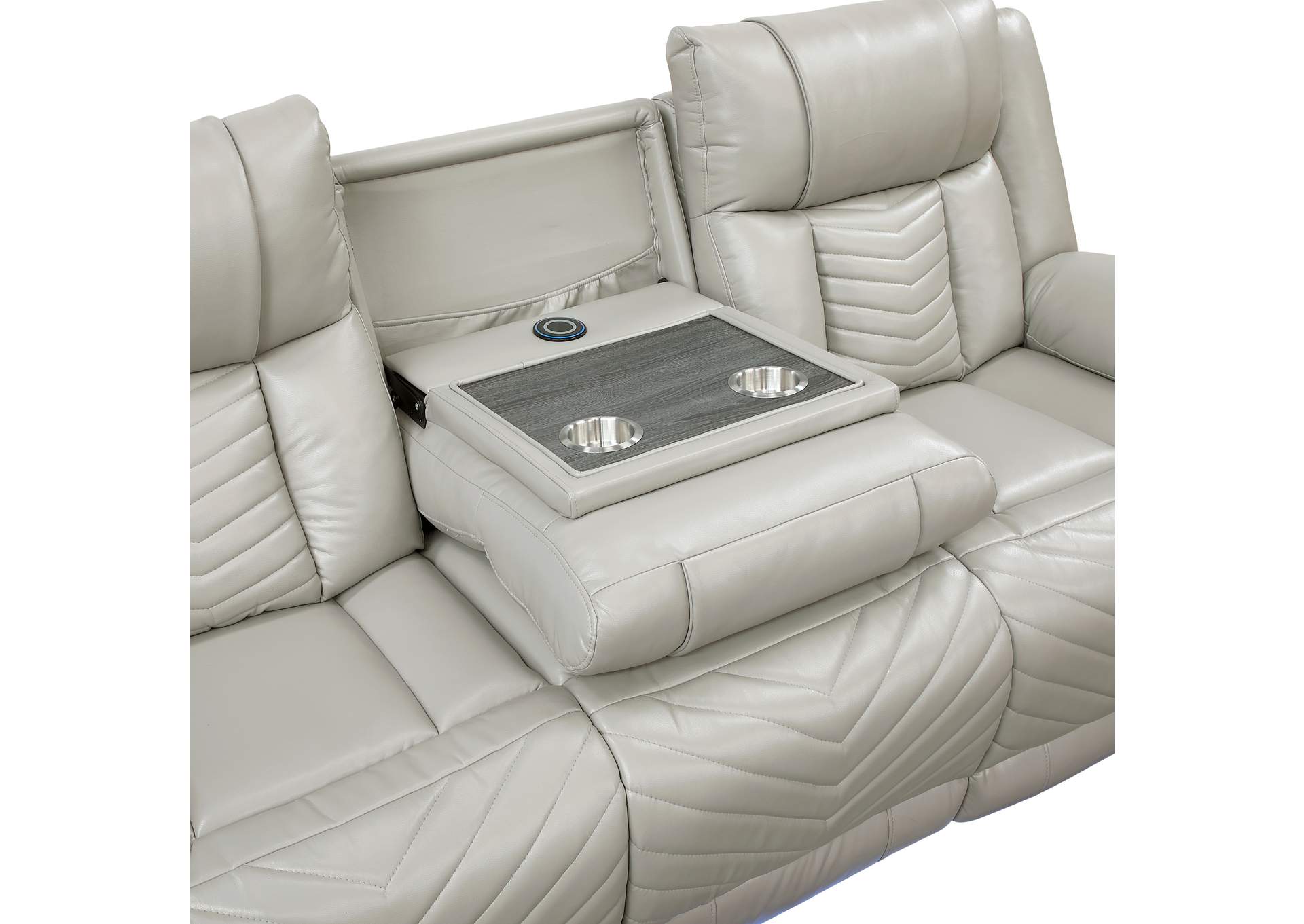 Power Double Reclining Sofa with Center Drop-Down Cup Holders, Wireless Charger, Magazine Bag, LED and Charging Ports image 6