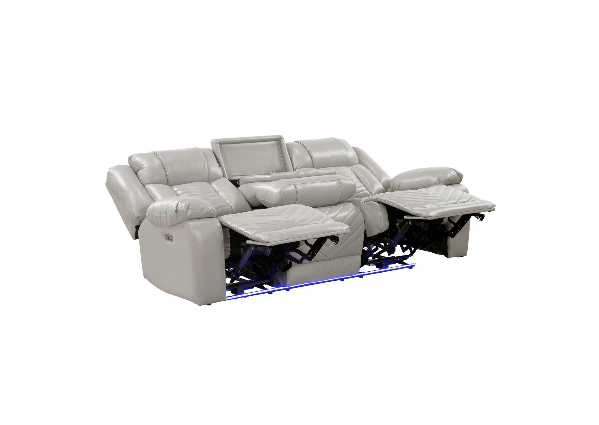 Power Double Reclining Sofa with Center Drop-Down Cup Holders, Wireless Charger, Magazine Bag, LED and Charging Ports image 5