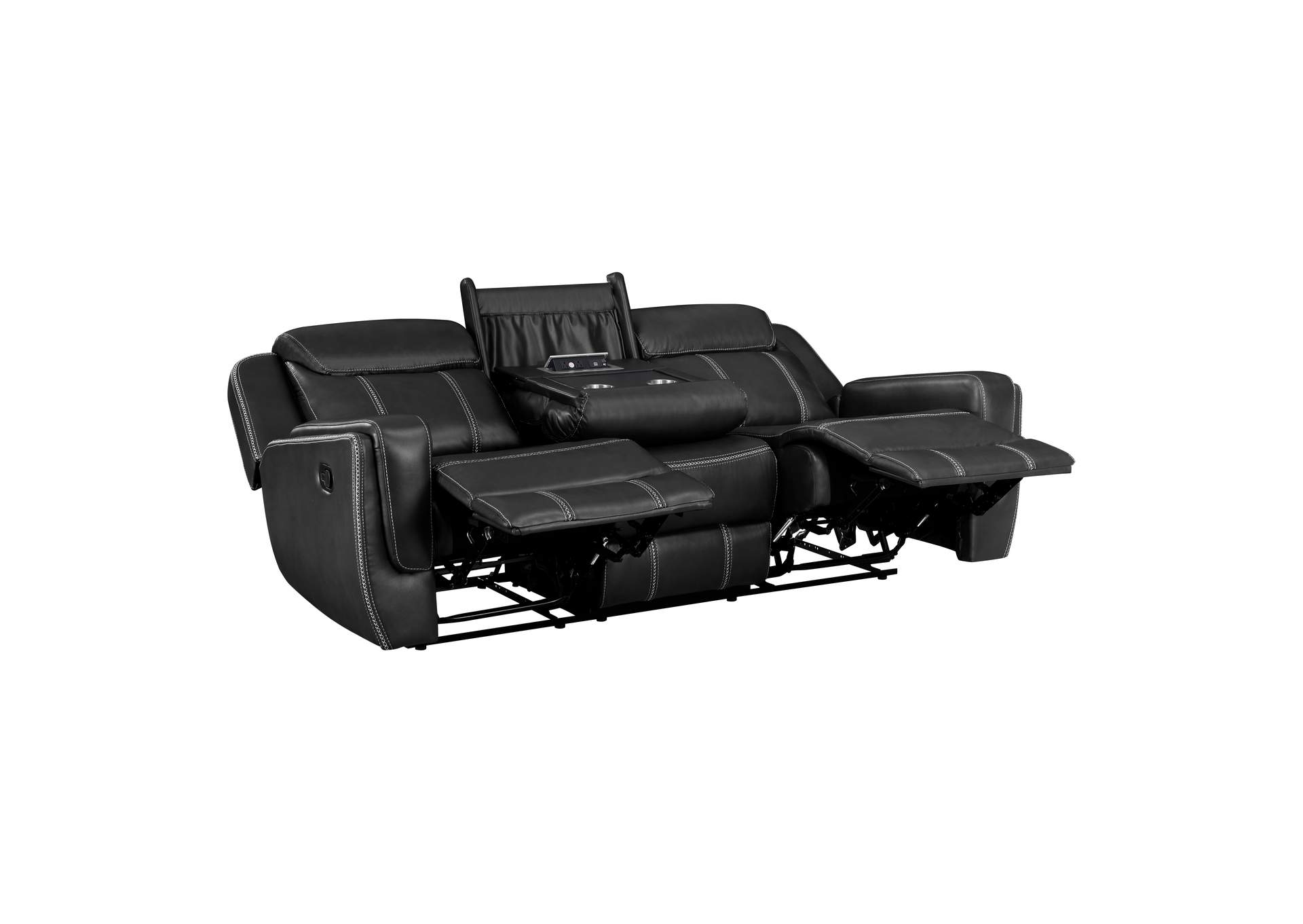 Littleton Double Reclining Sofa with Center Drop-Down Cup Holders,Storage Pouch, Receptacles and USB Ports image 5