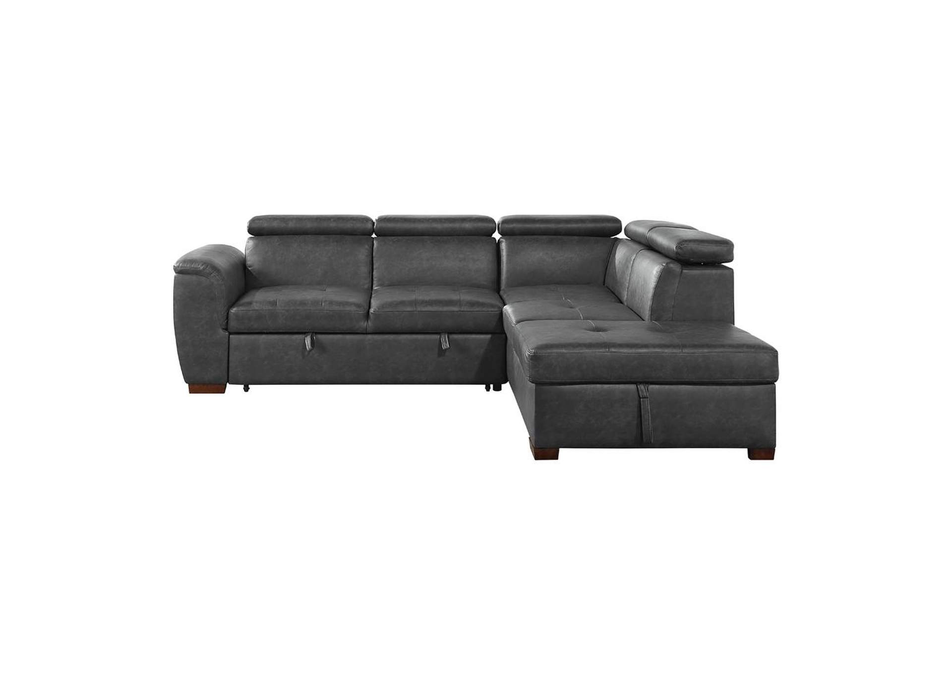 Barre 2-Piece Sectional with Pull-out Bed and Right Chaise with Hidden Storage, Adjustable Headrests image 3