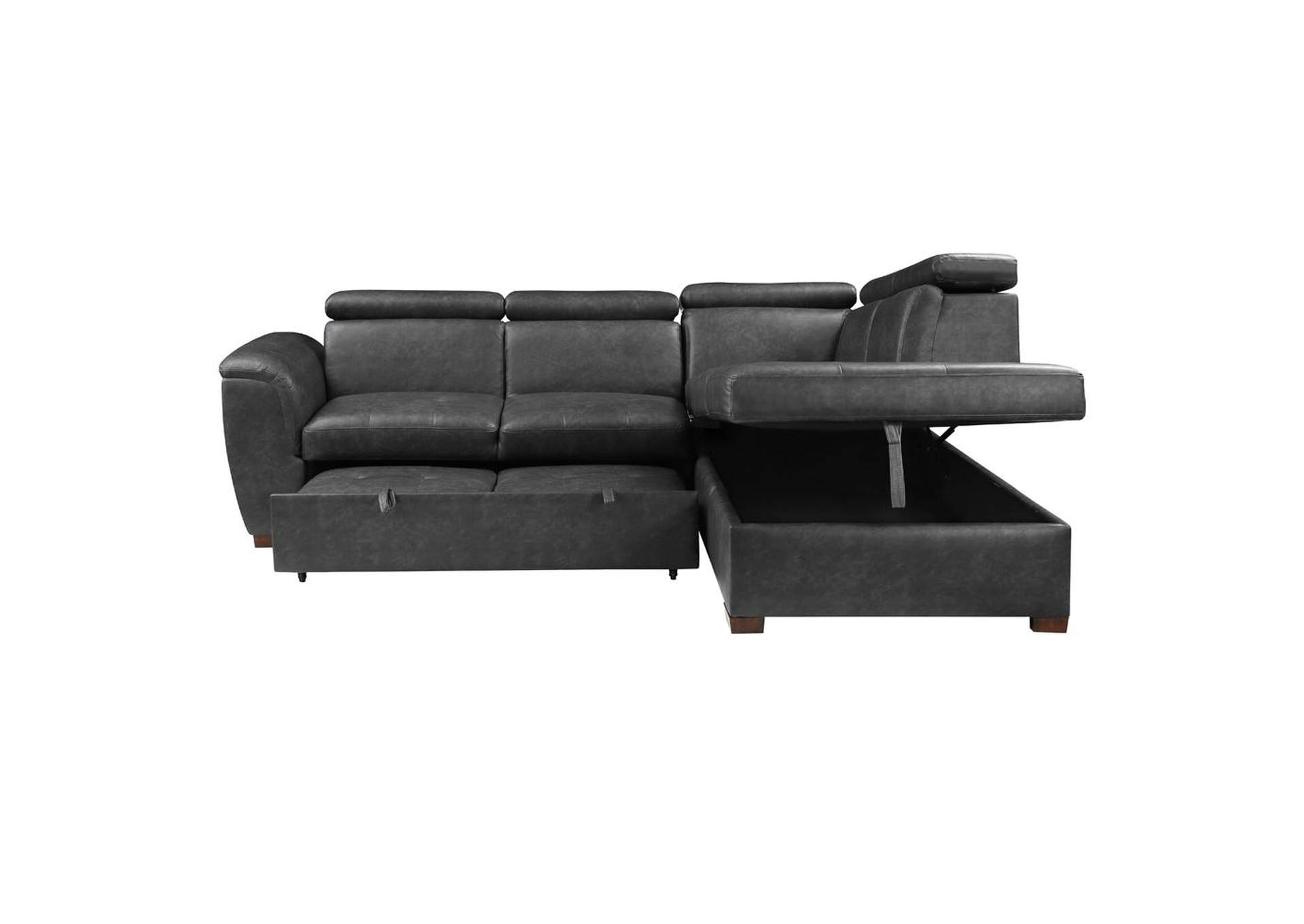 Barre 2-Piece Sectional with Pull-out Bed and Right Chaise with Hidden Storage, Adjustable Headrests image 5