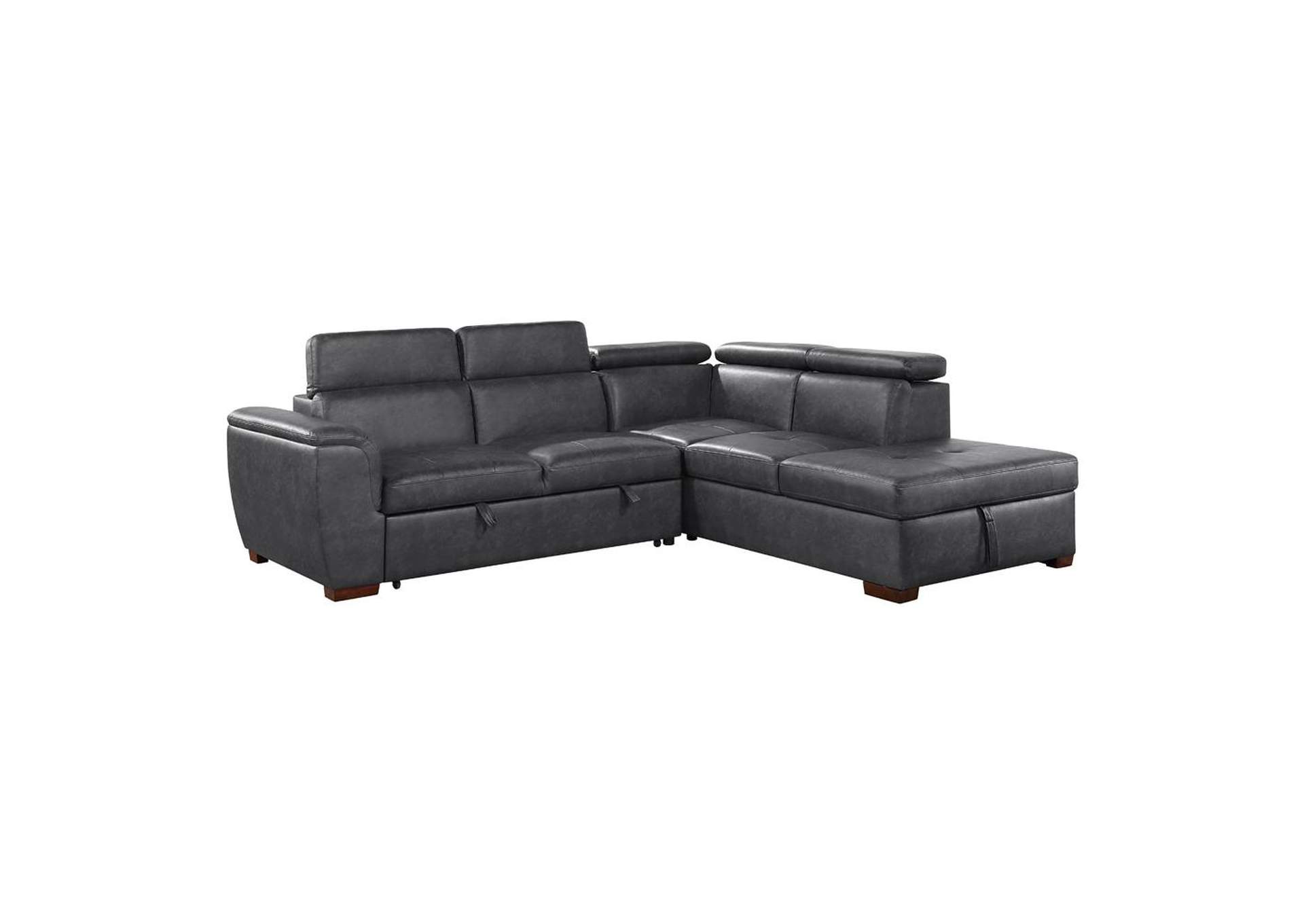 Barre 2-Piece Sectional with Pull-out Bed and Right Chaise with Hidden Storage, Adjustable Headrests image 1