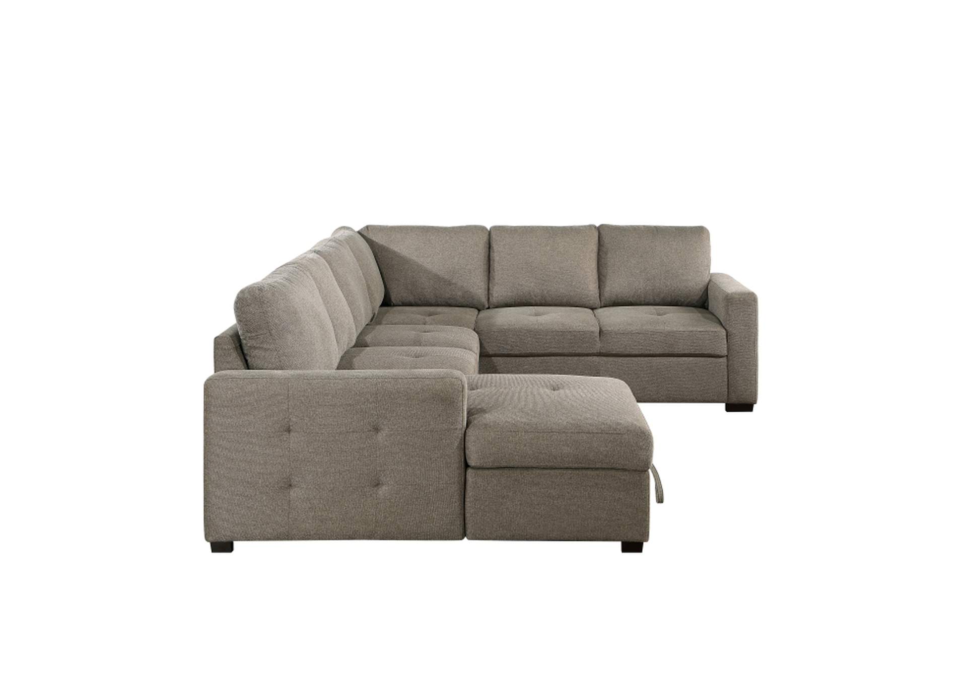 Elton 3-Piece Sectional with Pull-out Bed and Left Chaise with Hidden Storage image 1