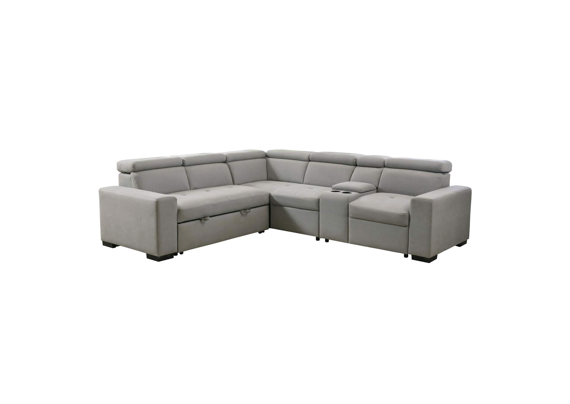 Farrah 3-Piece Sectional with Adjustable Headrests, Pull-out Bed and Console image 1