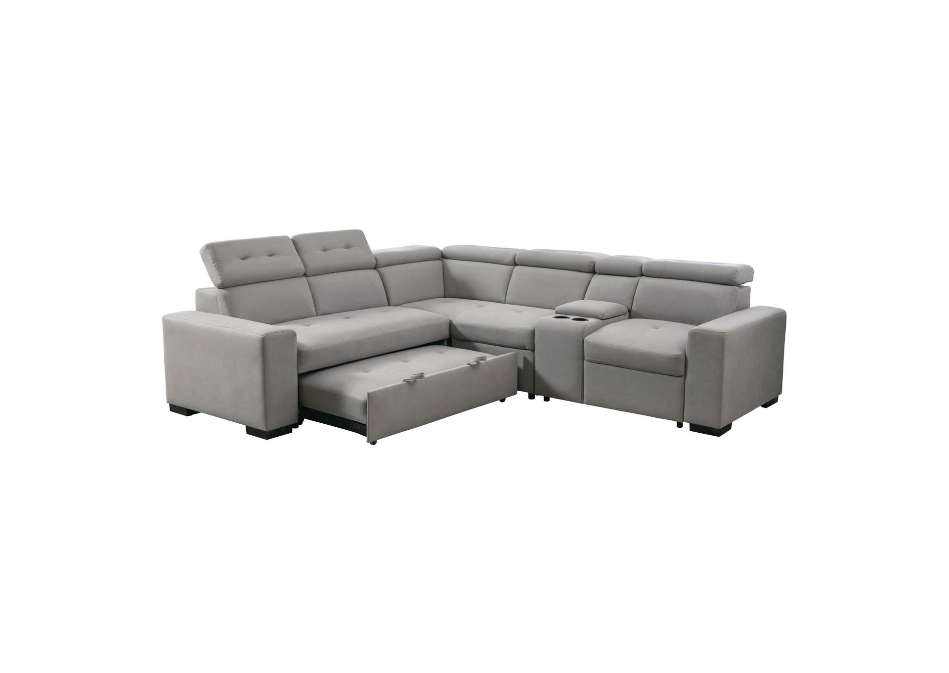Farrah 3-Piece Sectional with Adjustable Headrests, Pull-out Bed and Console image 6