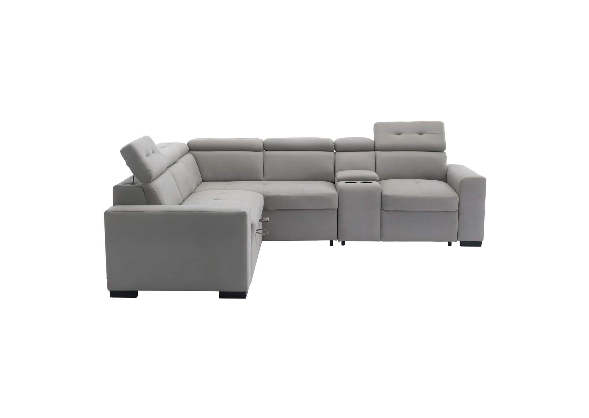 Farrah 3-Piece Sectional with Adjustable Headrests, Pull-out Bed and Console image 4