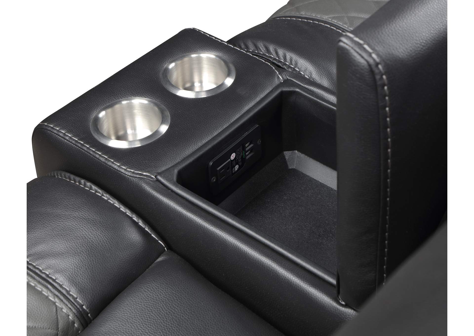 Fabian Double Glider Reclining Love Seat with Center Console, Receptacles and USB Ports image 3