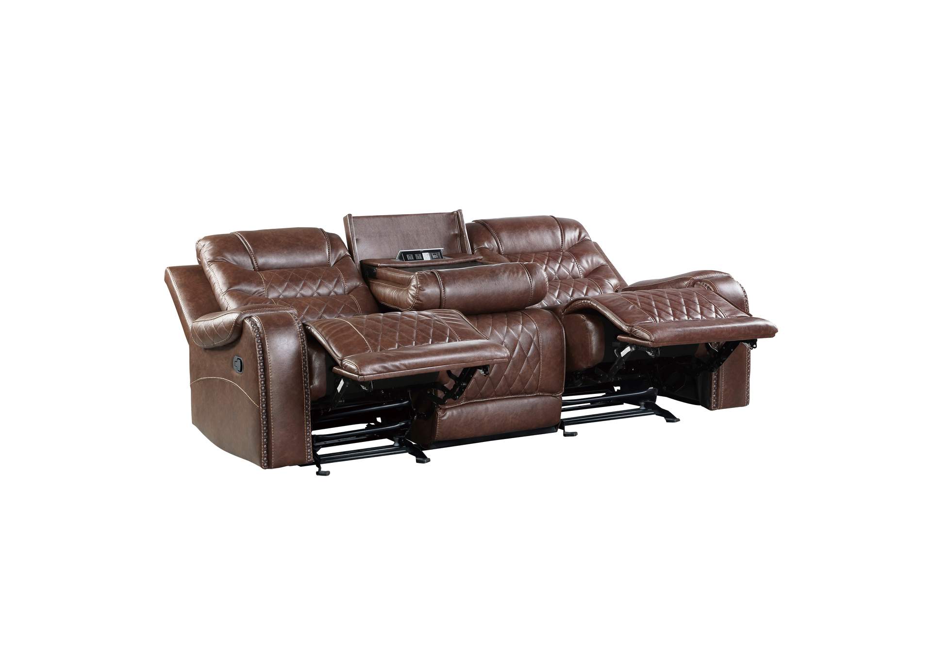 Putnam Double Reclining Sofa with Center Drop-Down Cup Holders, Receptacles and USB Ports image 8