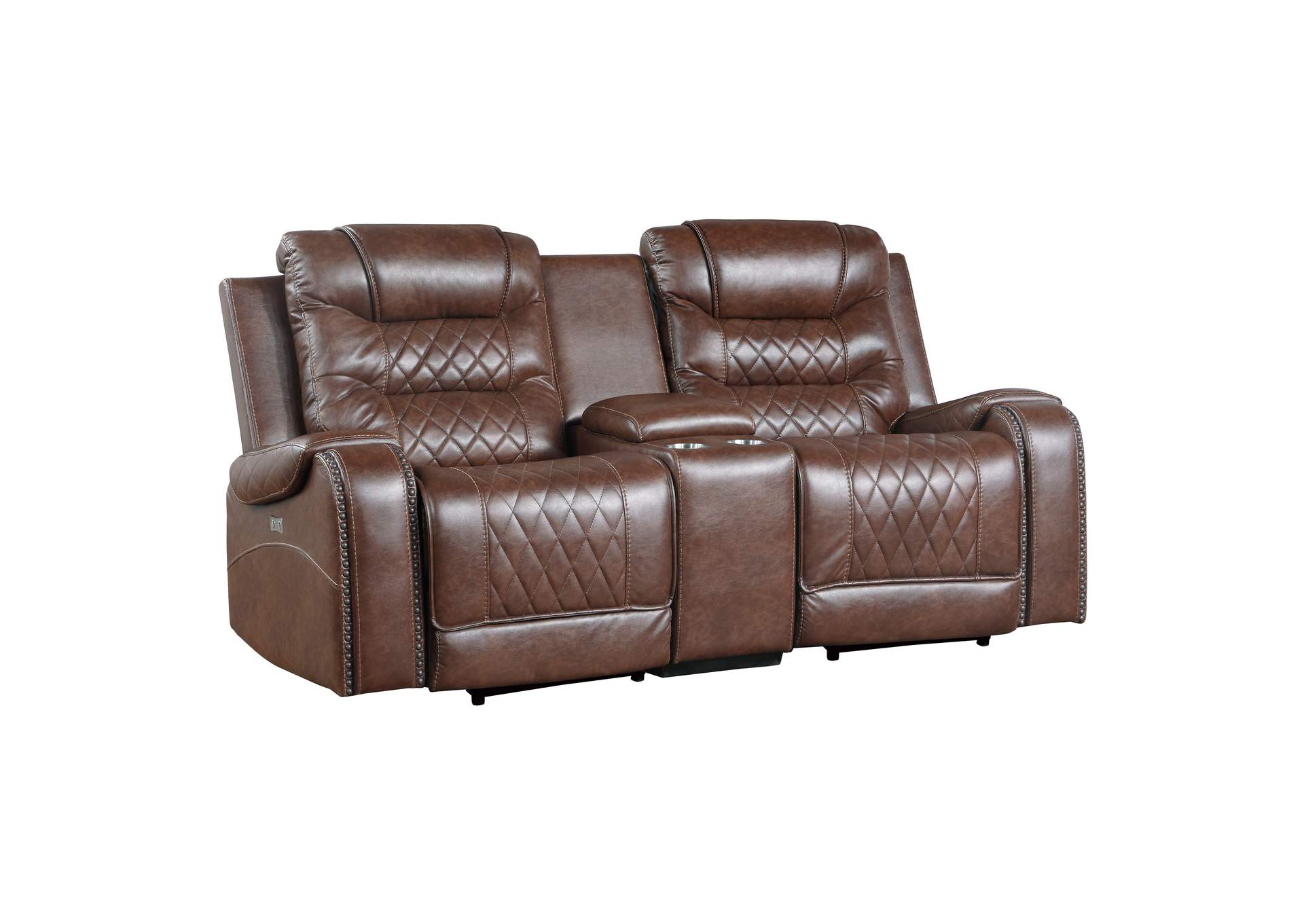 Putnam Power Double Reclining Love Seat with Center Console, Receptacles and USB Ports image 3