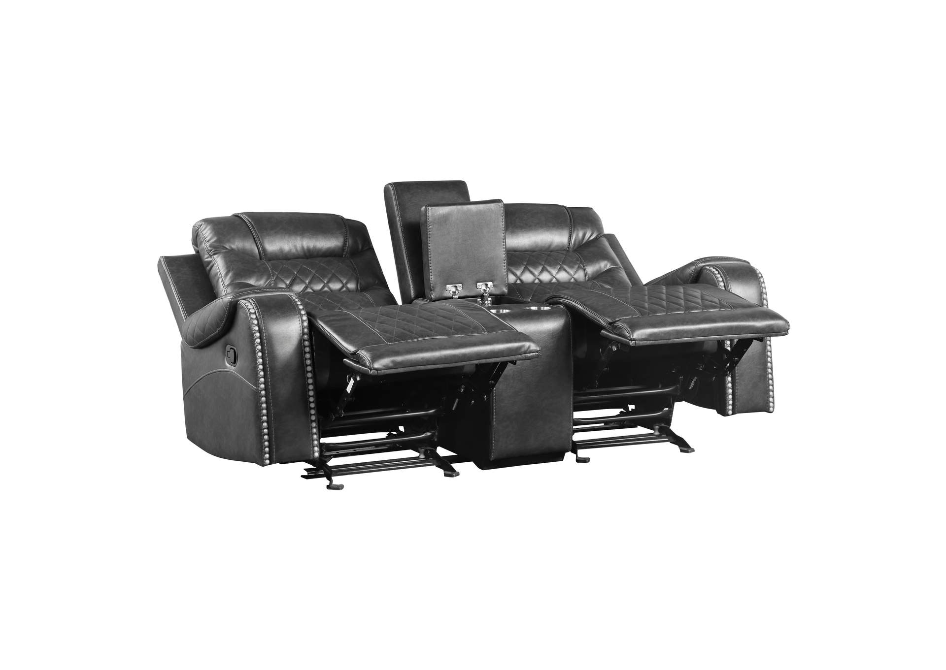 Putnam Double Glider Reclining Love Seat with Center Console, Receptacles and USB Port image 3