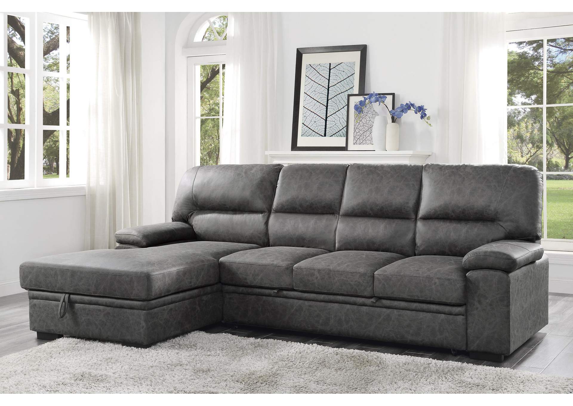 Michigan 2-Piece Sectional with Pull-out Bed and Left Chaise with Hidden Storage image 11