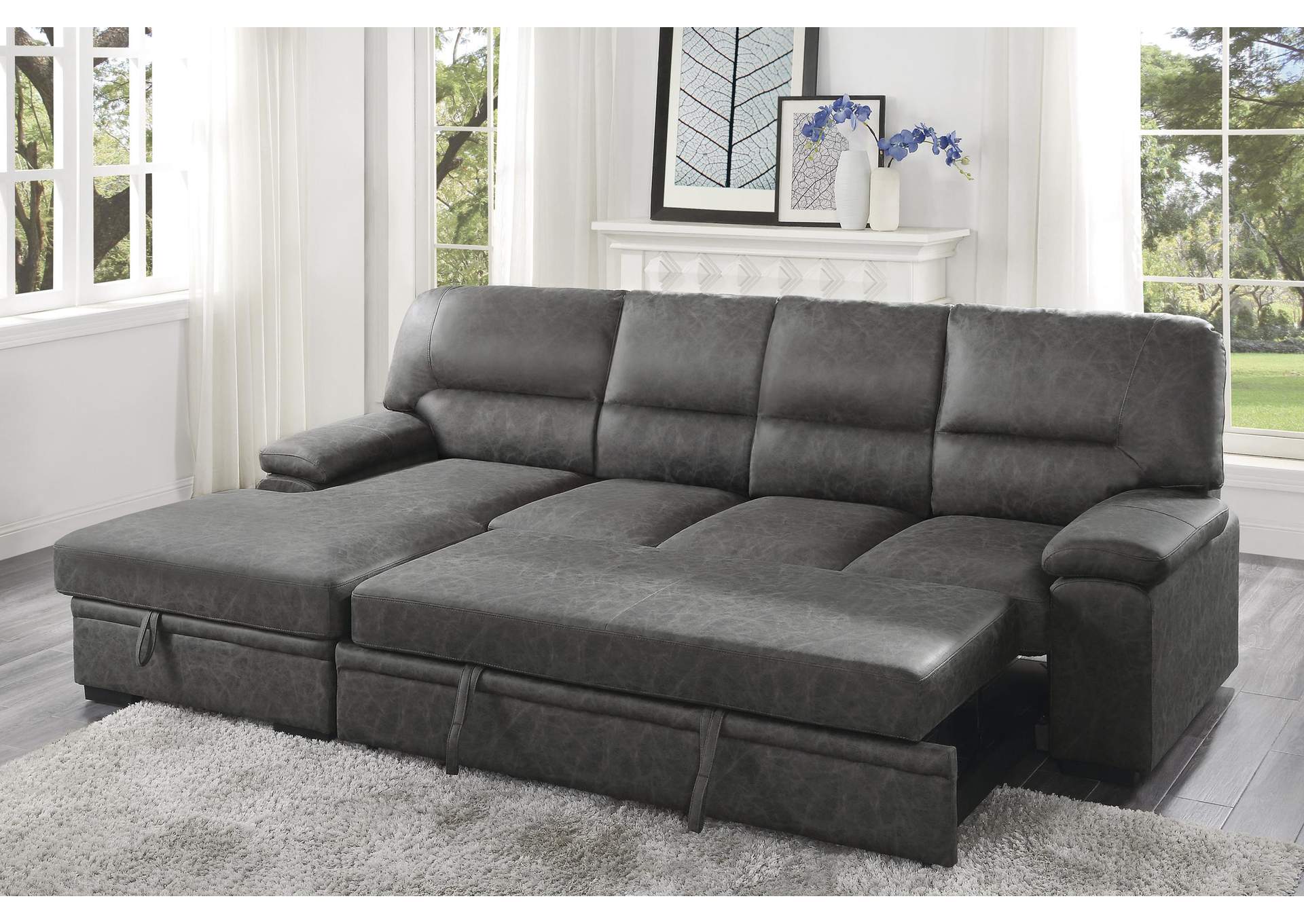 Michigan 2-Piece Sectional with Pull-out Bed and Left Chaise with Hidden Storage image 12