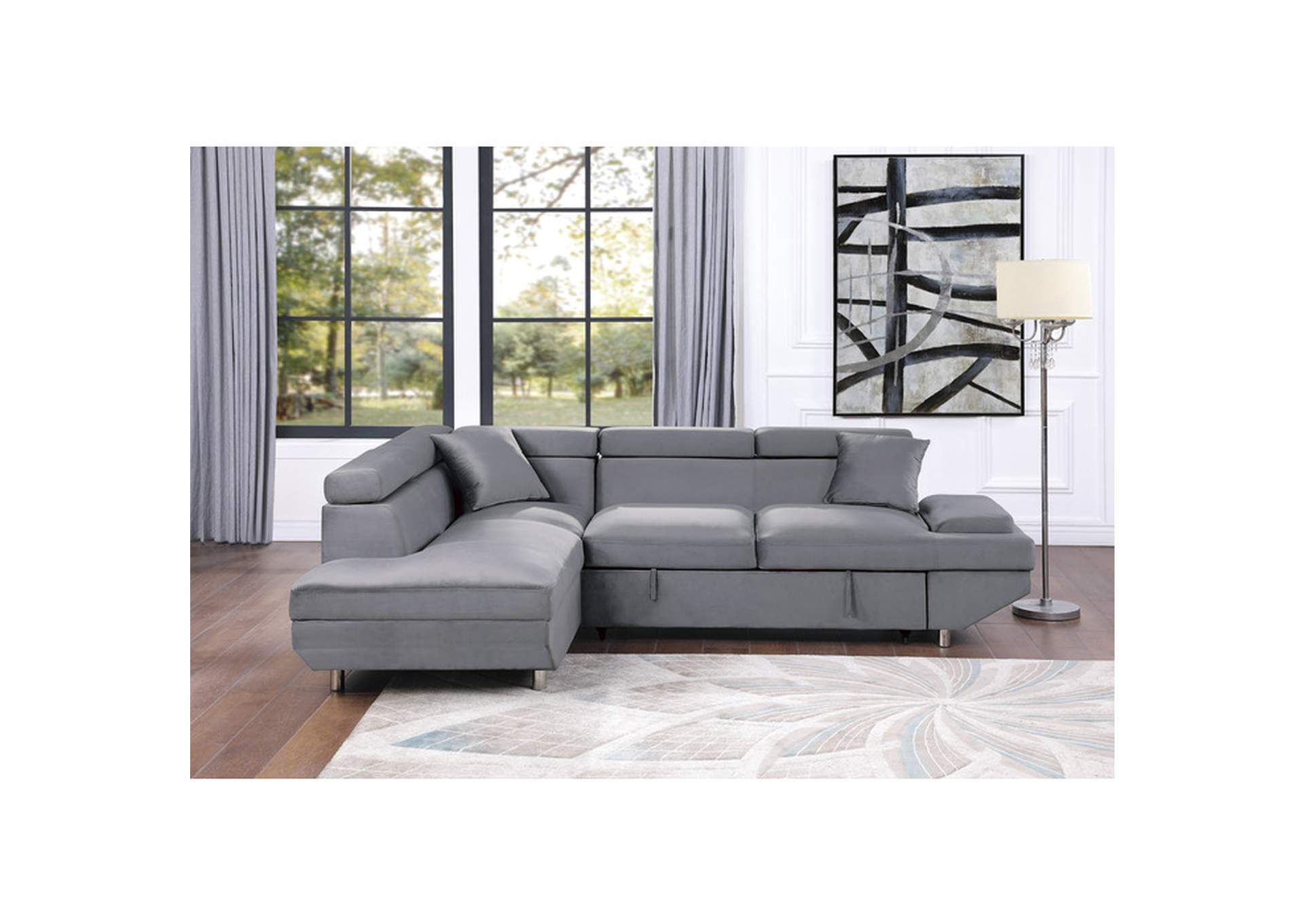 Cruz 2-Piece Sectional with Adjustable Headrests, Pull-out Bed and Left Chaise image 5