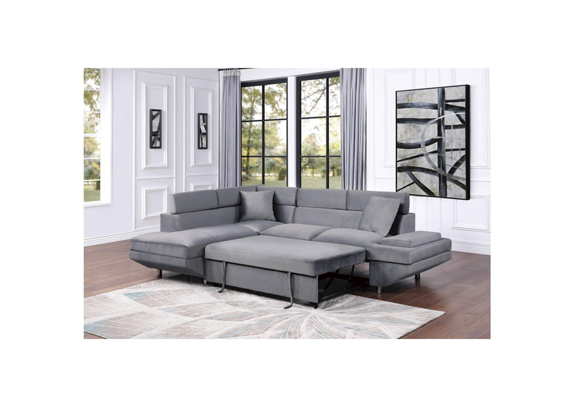 Cruz 2-Piece Sectional with Adjustable Headrests, Pull-out Bed and Left Chaise image 6