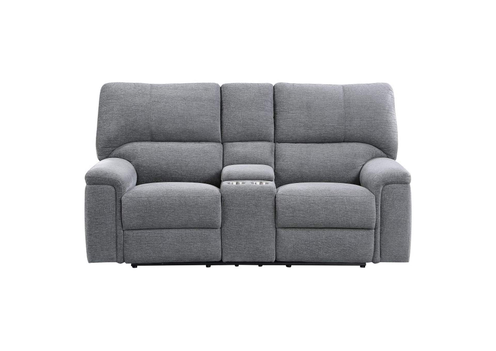 Dickinson Power Double Reclining Love Seat with Center Console and Power Headrests image 1