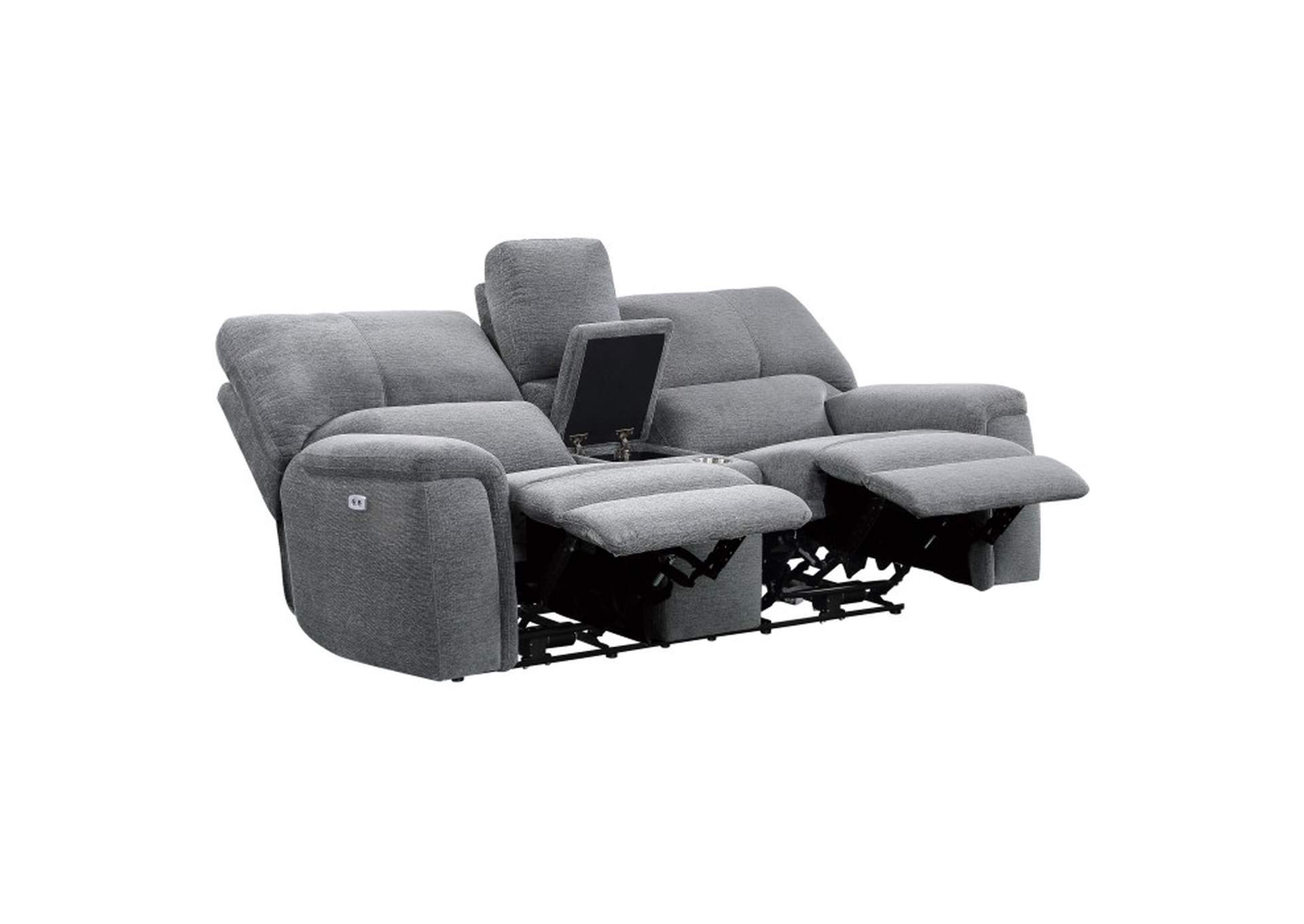 Dickinson Power Double Reclining Love Seat with Center Console and Power Headrests image 3