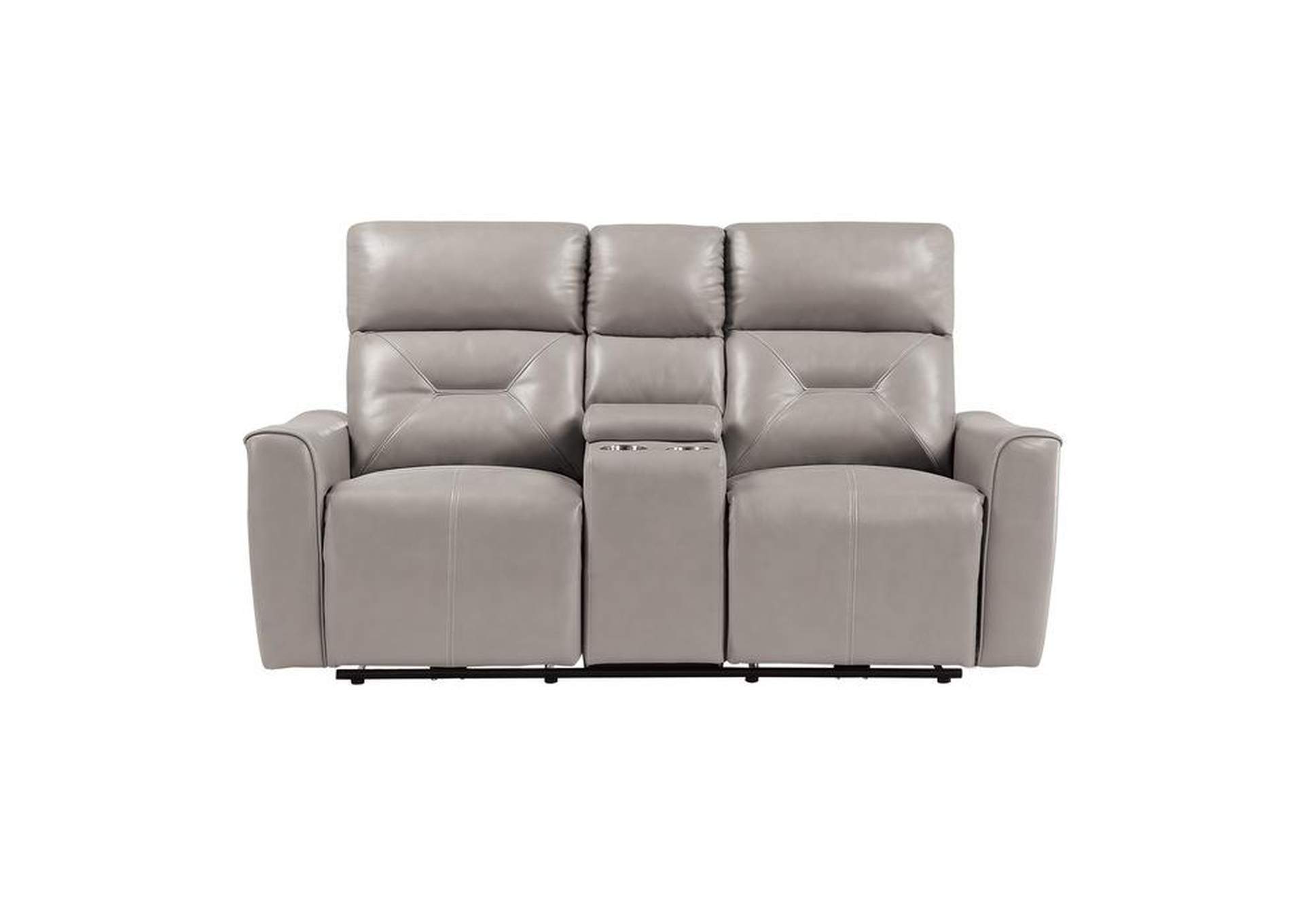 Burwell Power Double Reclining Love Seat with Center Console and USB Ports image 1