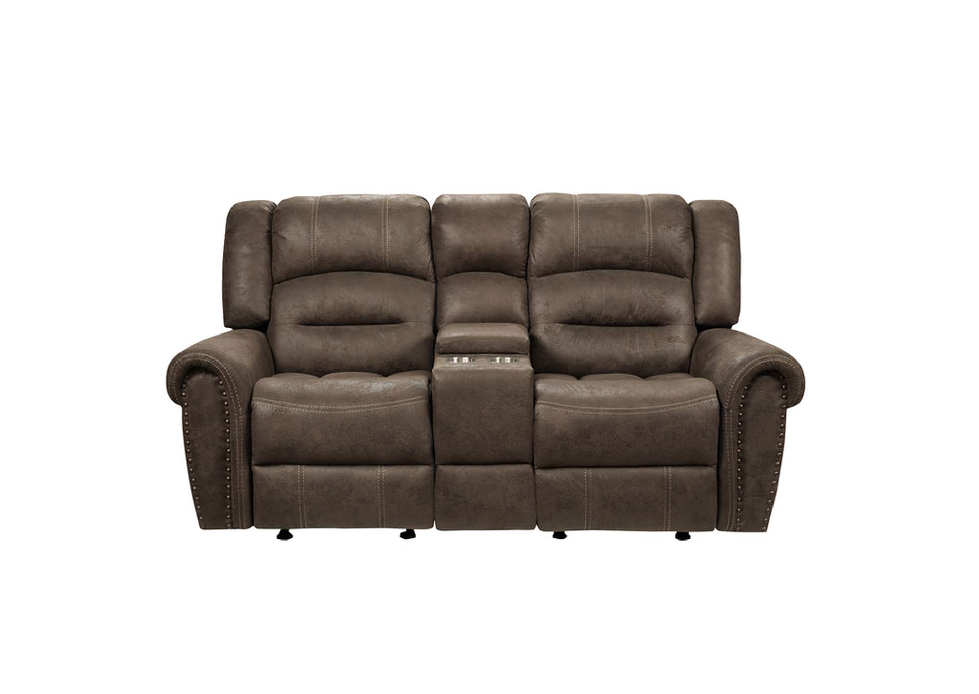 Creighton Double Glider Reclining Love Seat with Center Console image 1