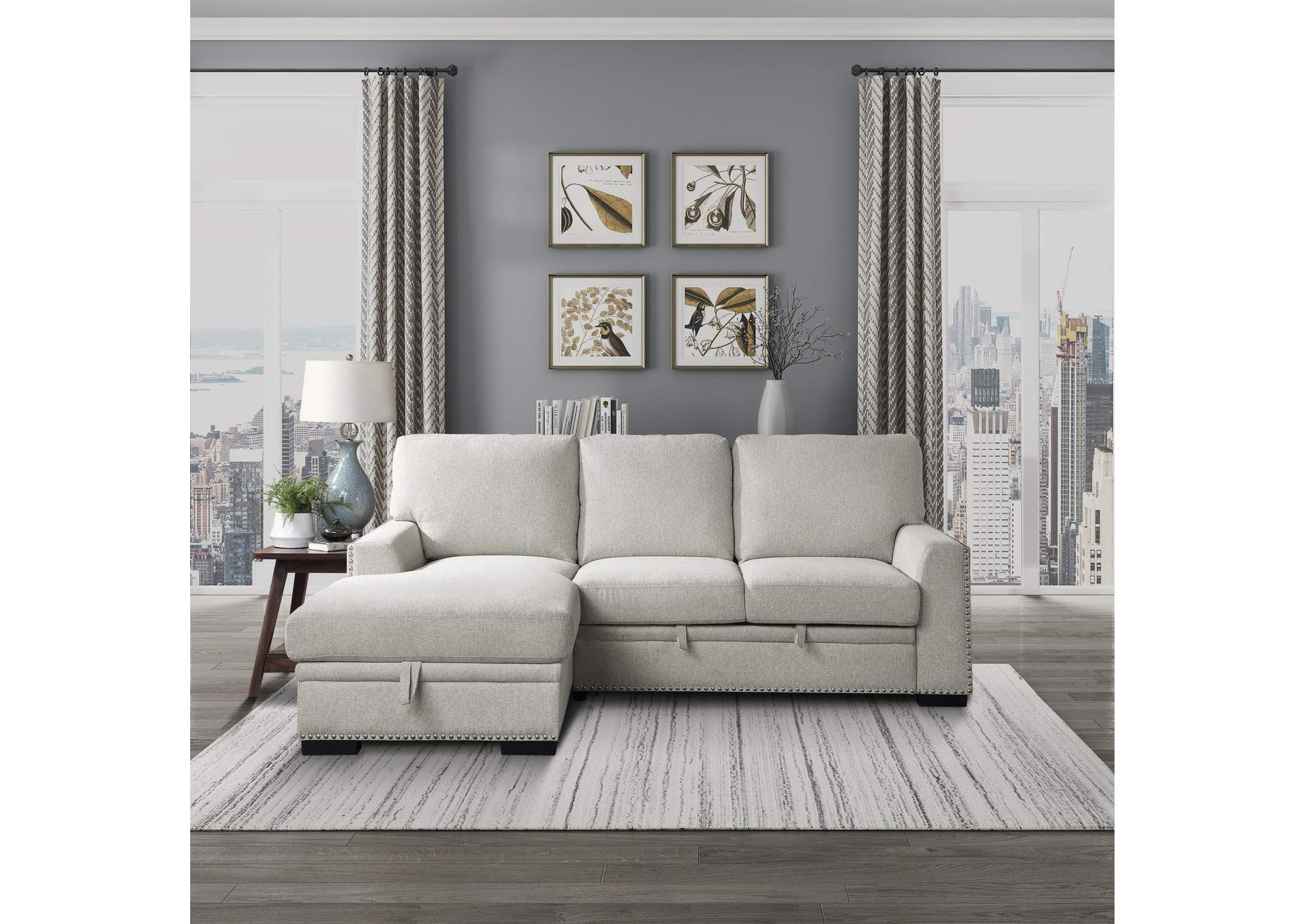 Morelia 2-Piece Sectional with Pull-out Bed and Left Chaise with Hidden Storage image 8
