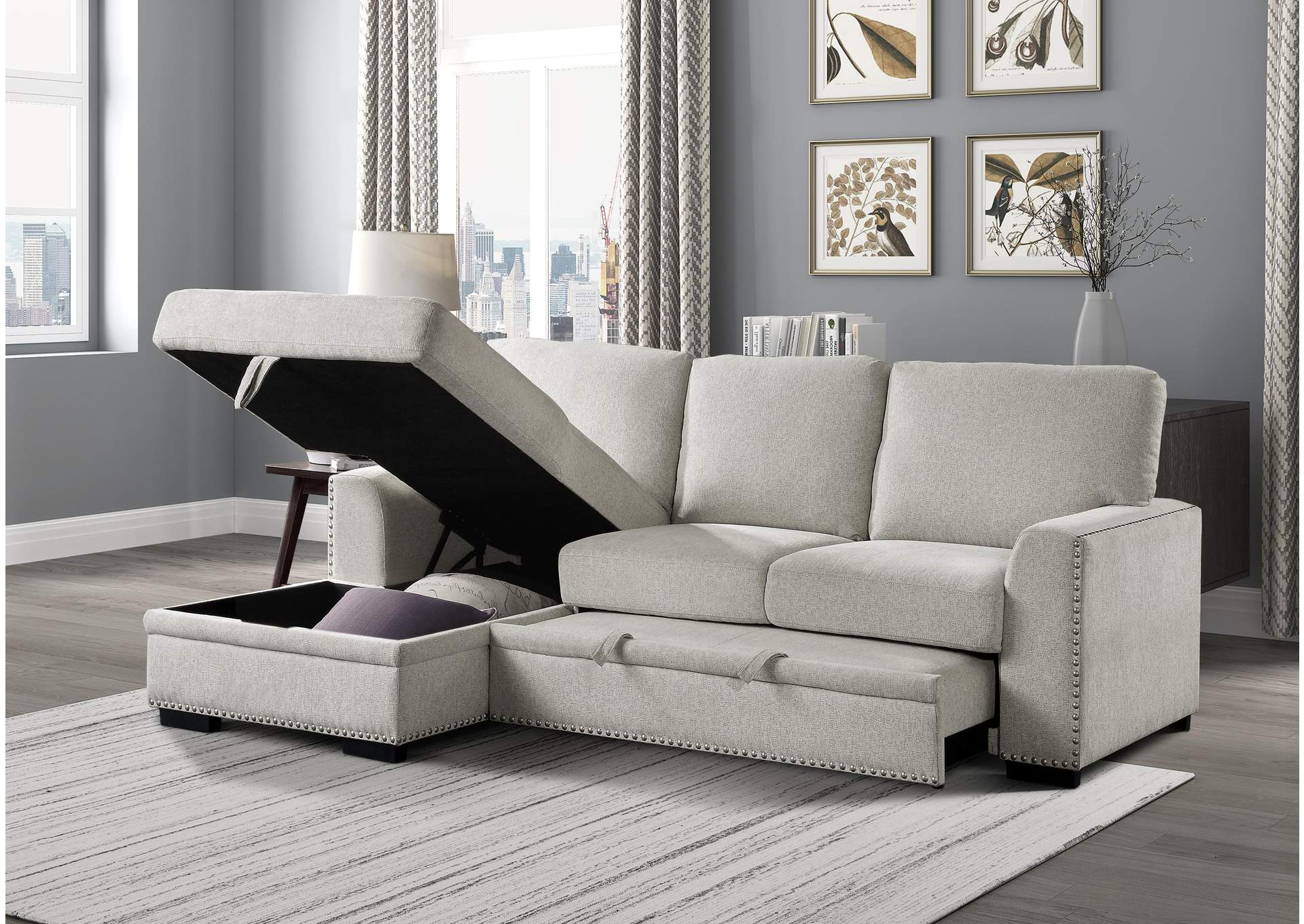 Morelia 2-Piece Sectional with Pull-out Bed and Left Chaise with Hidden Storage image 10