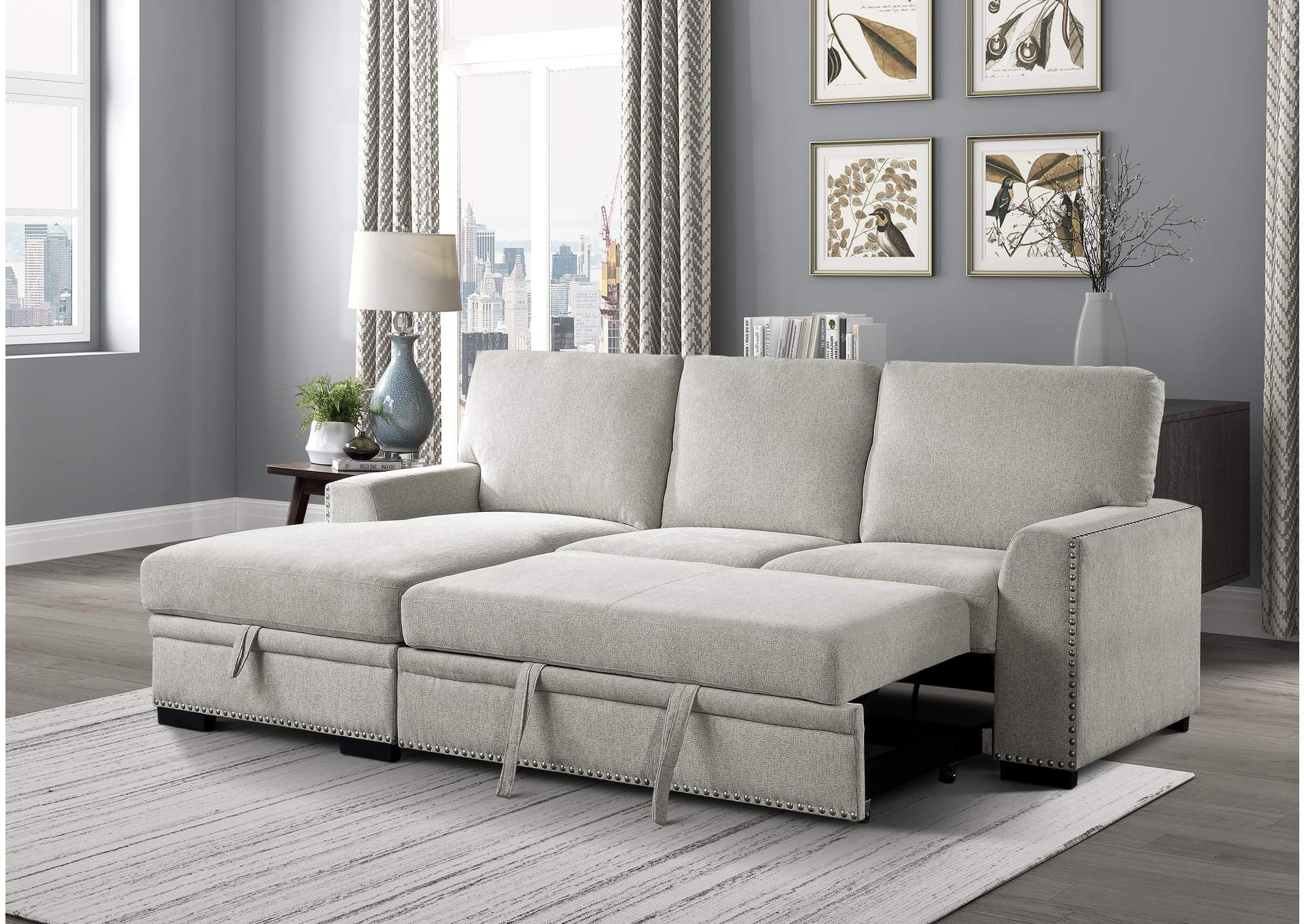Morelia 2-Piece Sectional with Pull-out Bed and Left Chaise with Hidden Storage image 9